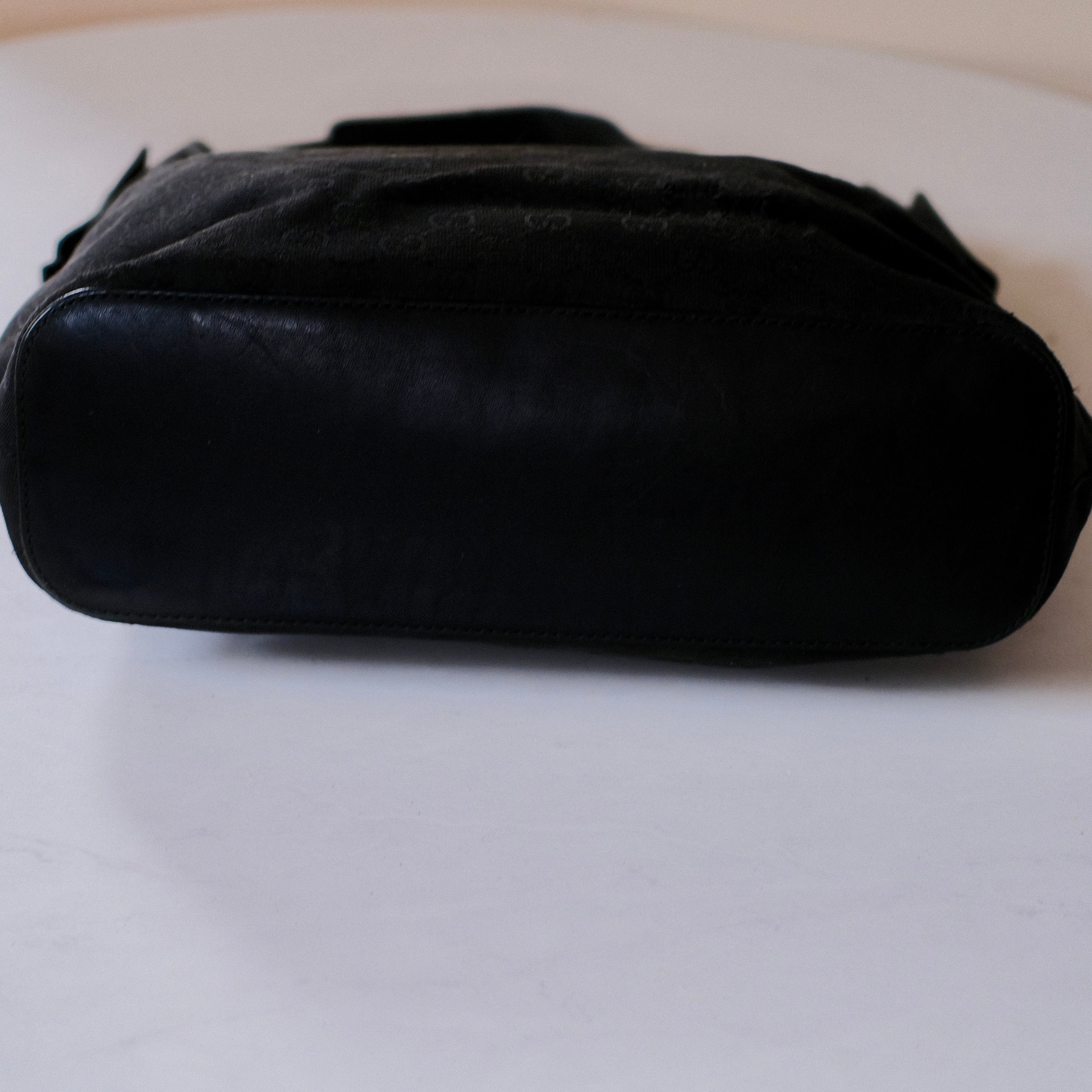 Gucci Vintage GG Black Canvas Hobo Bag