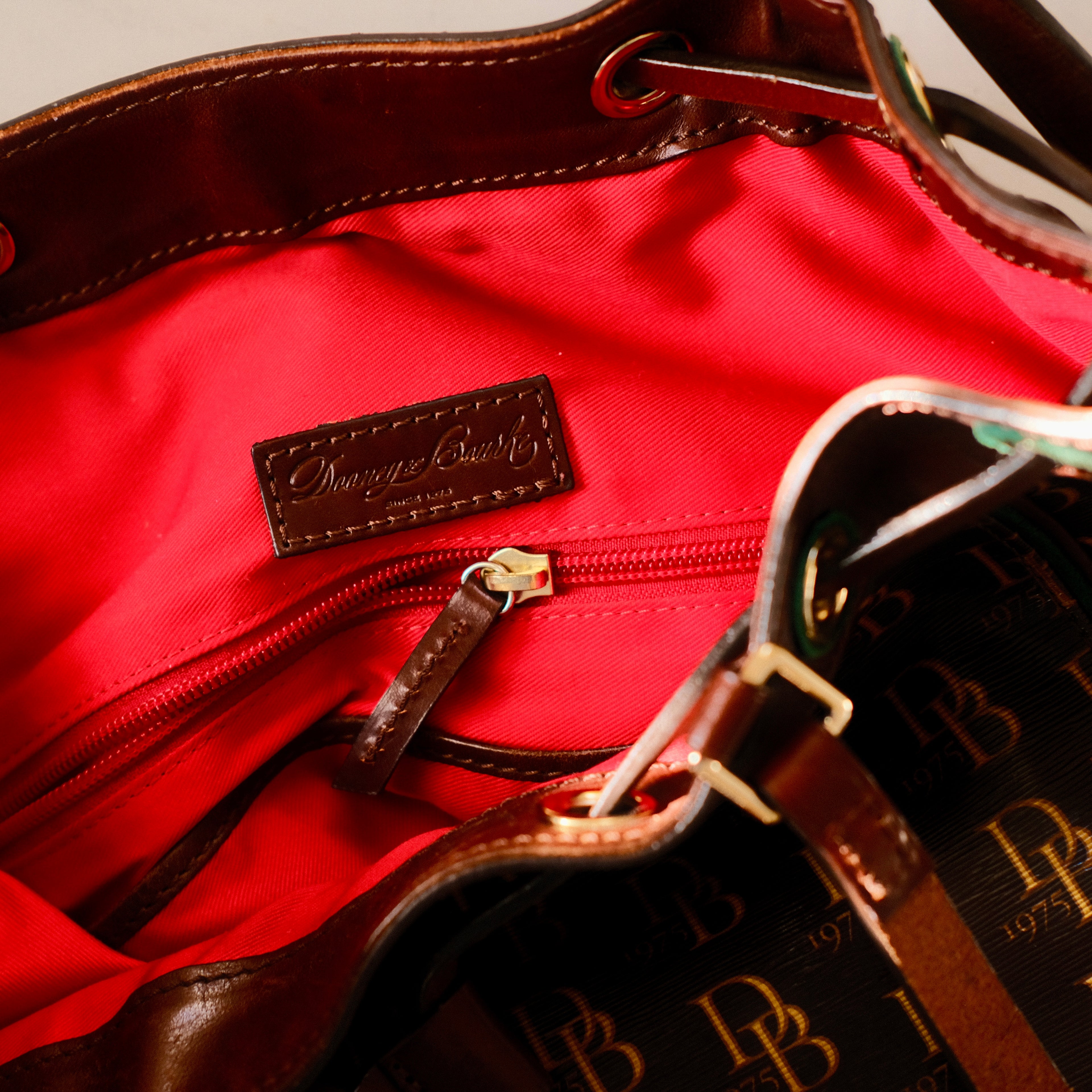 Dooney & Bourke Monogram Coated Canvas Drawstring Shoulder Bag