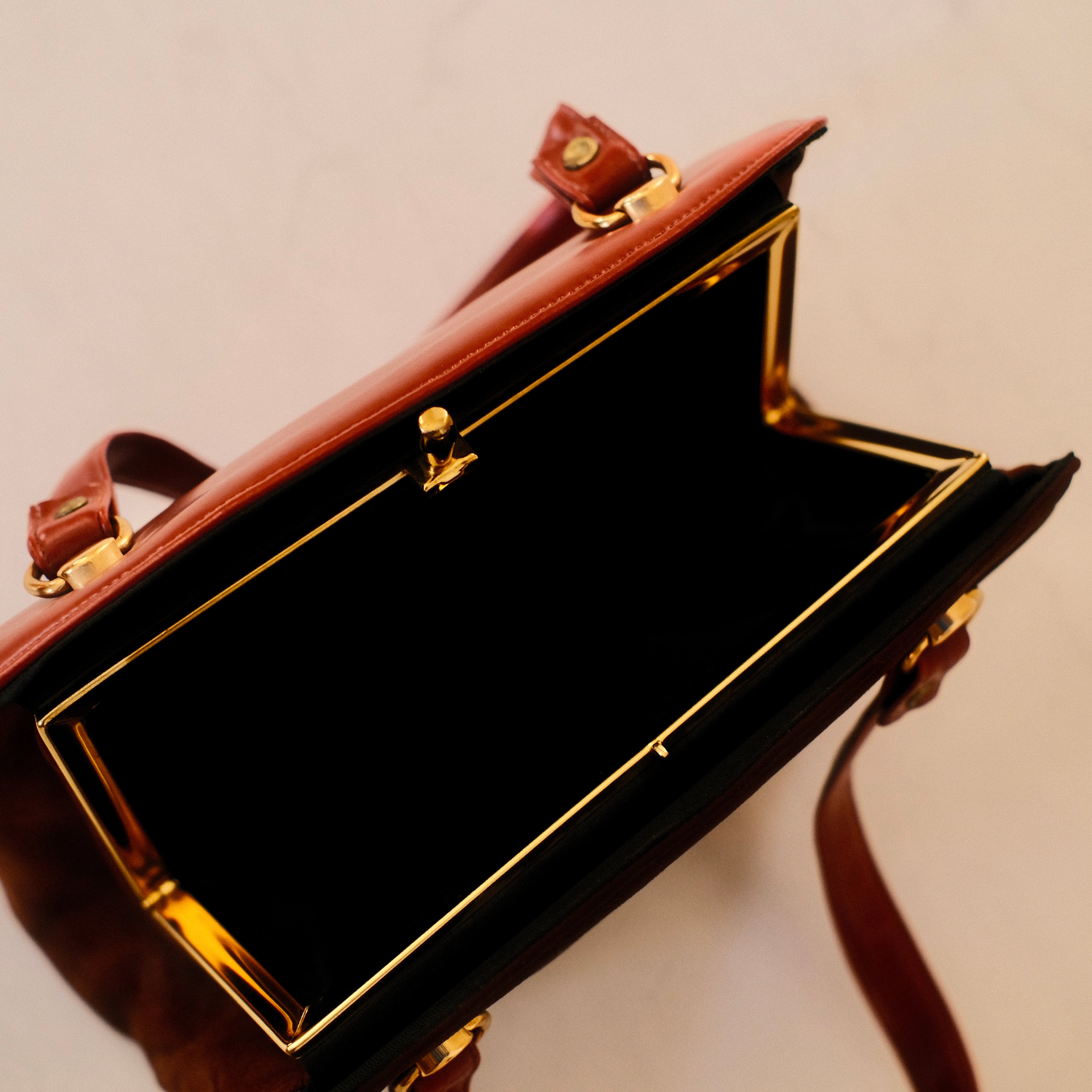 Vintage Tri-Color Leather and Suede Kiss Lock Bag