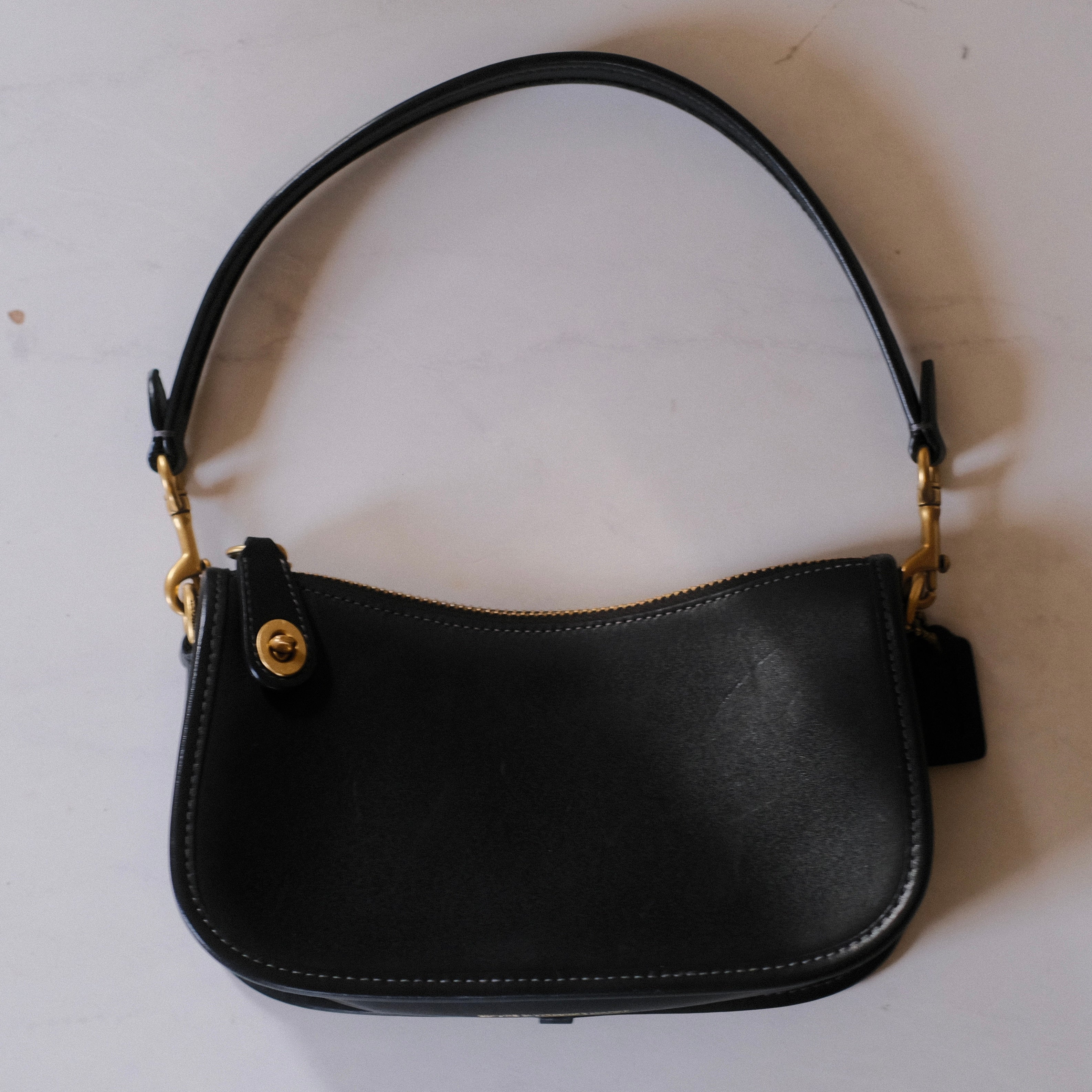 Coach Swinger Leather Shoulder Bag Black