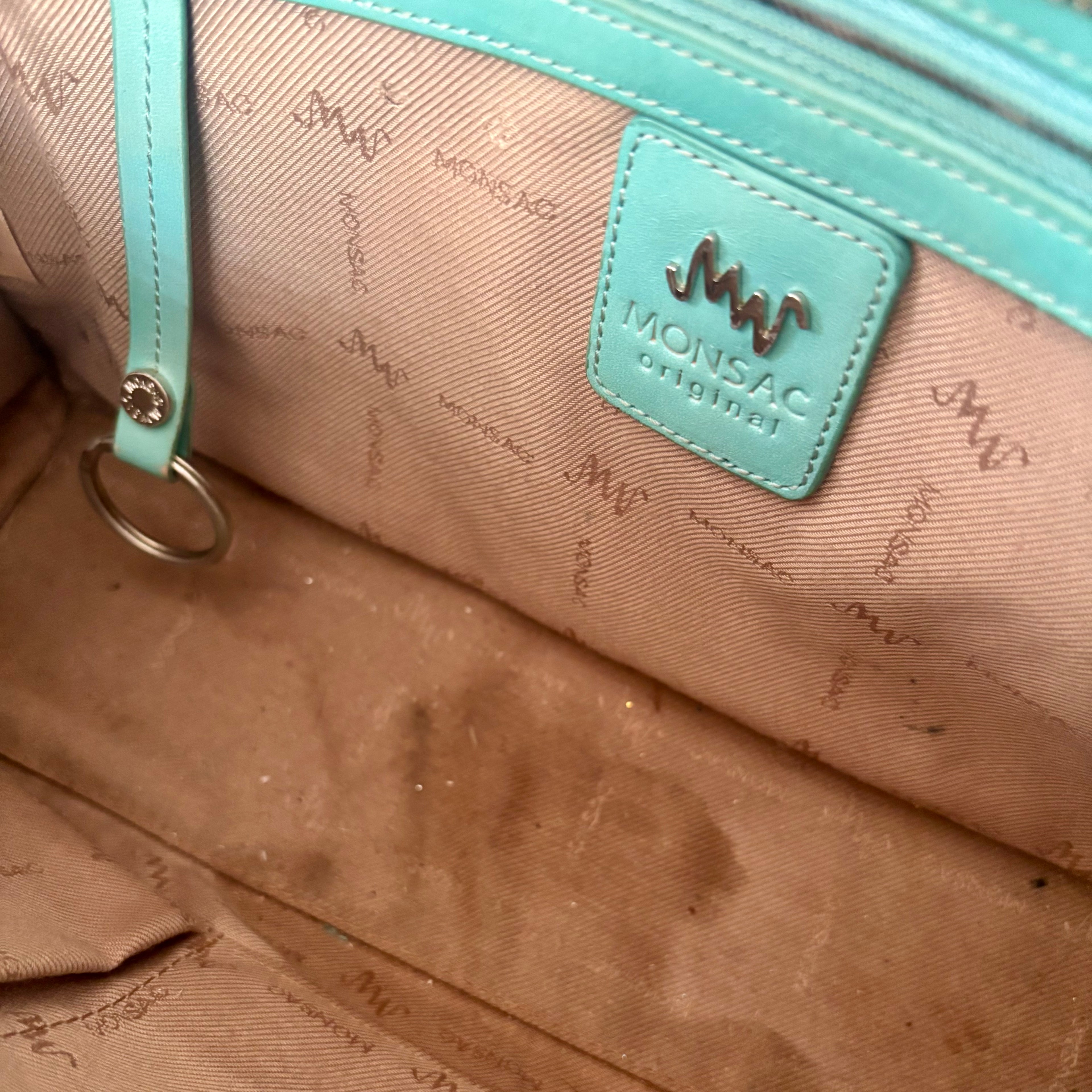 Vintage Teal Leather Shoulder Bag