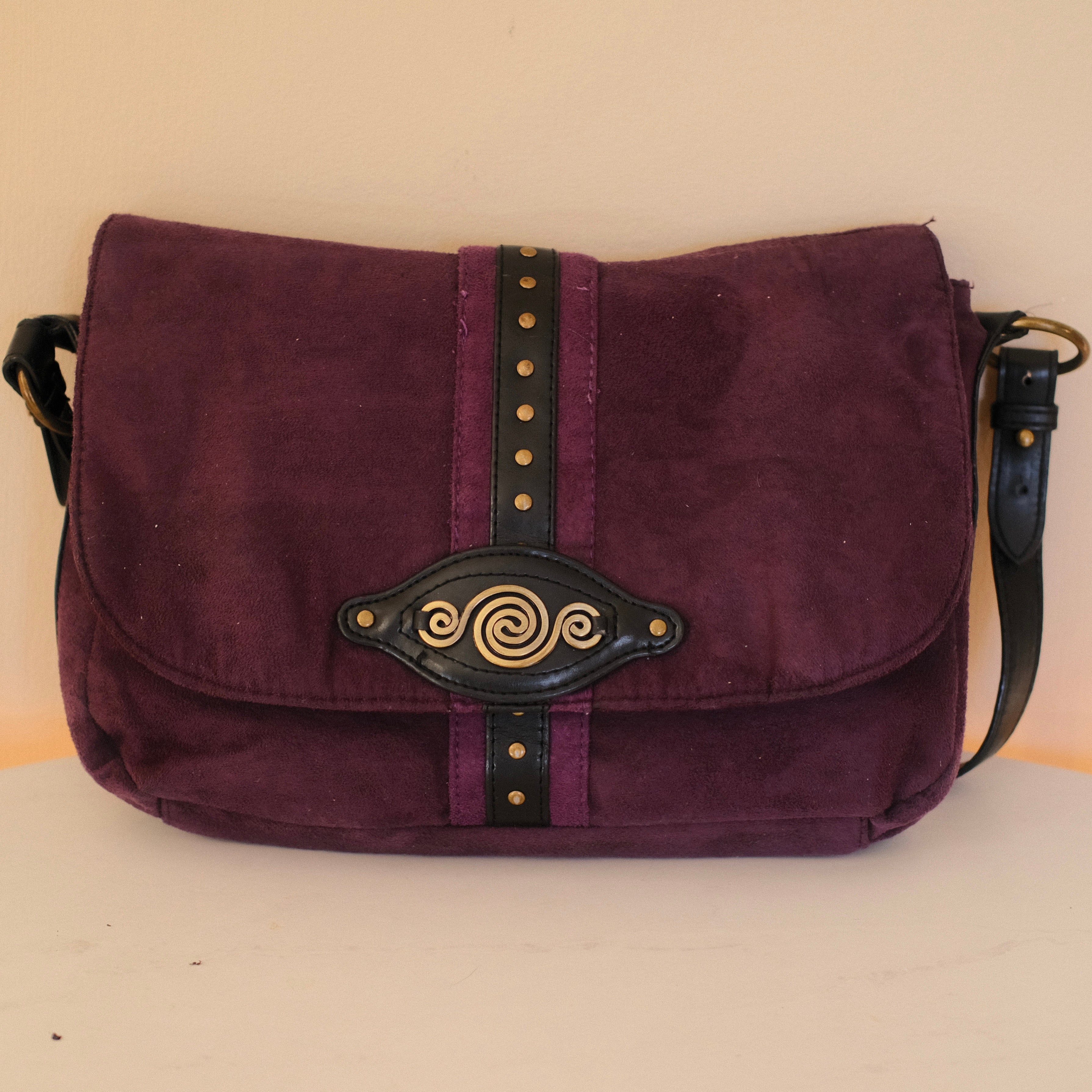Vintage Purple Suede Shoulder Bag