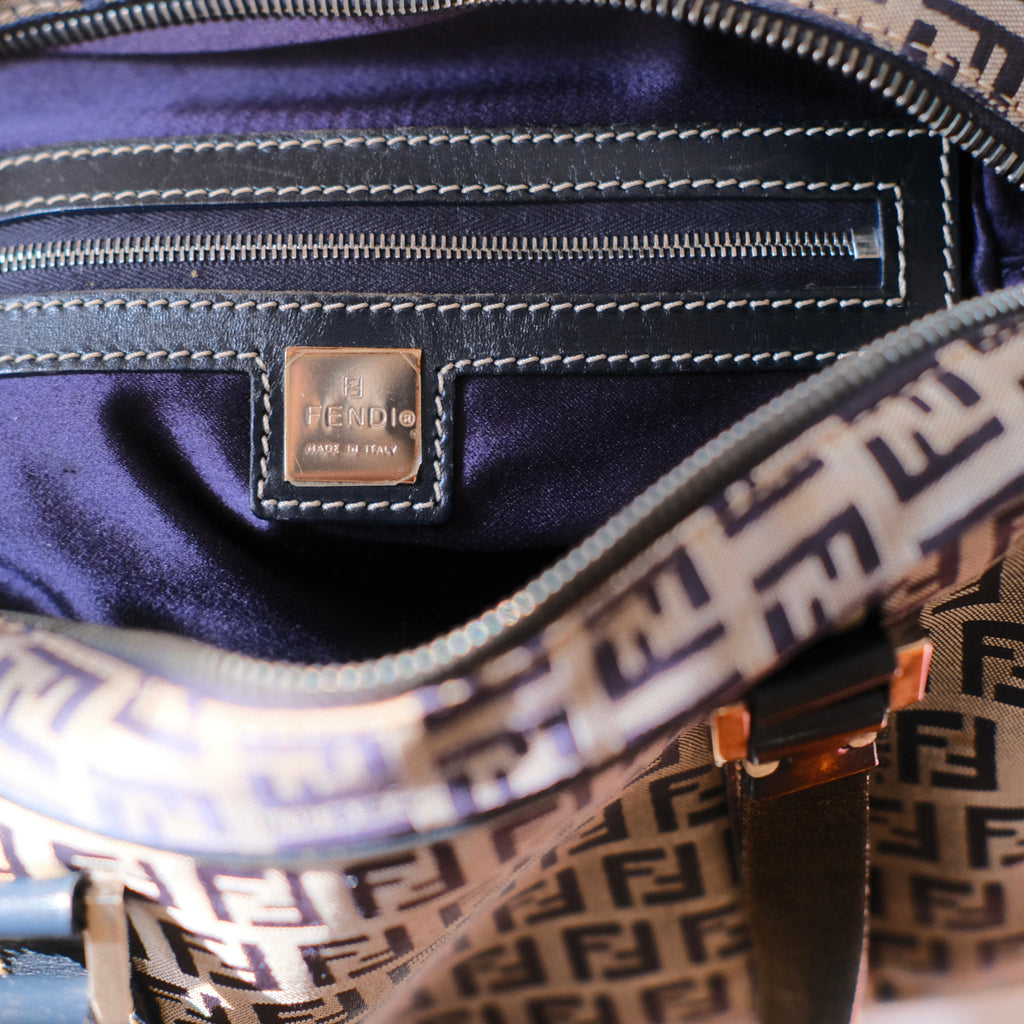 Fendi Zucchino FF Canvas Tote Bag Navy