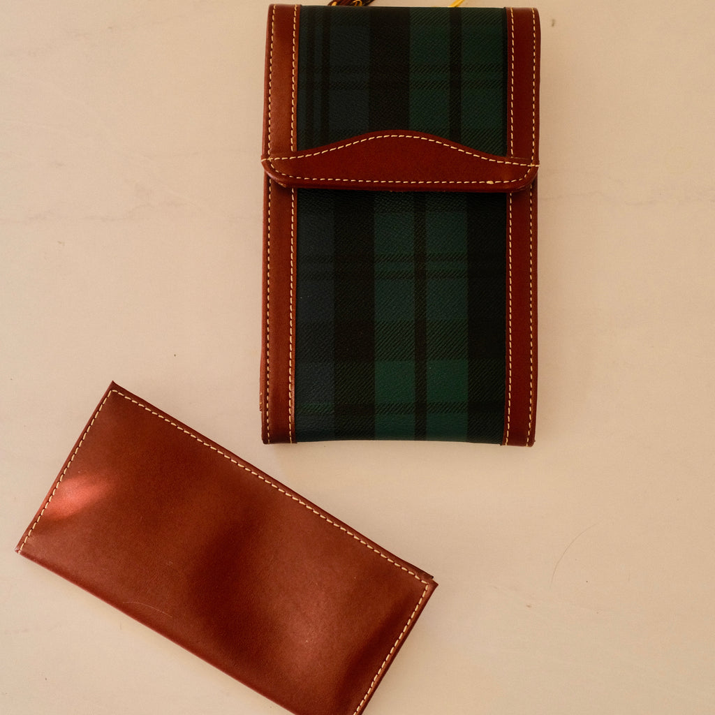 Vintage Polo Ralph Lauren Inspired Plaid Crossbody Trifold Wallet
