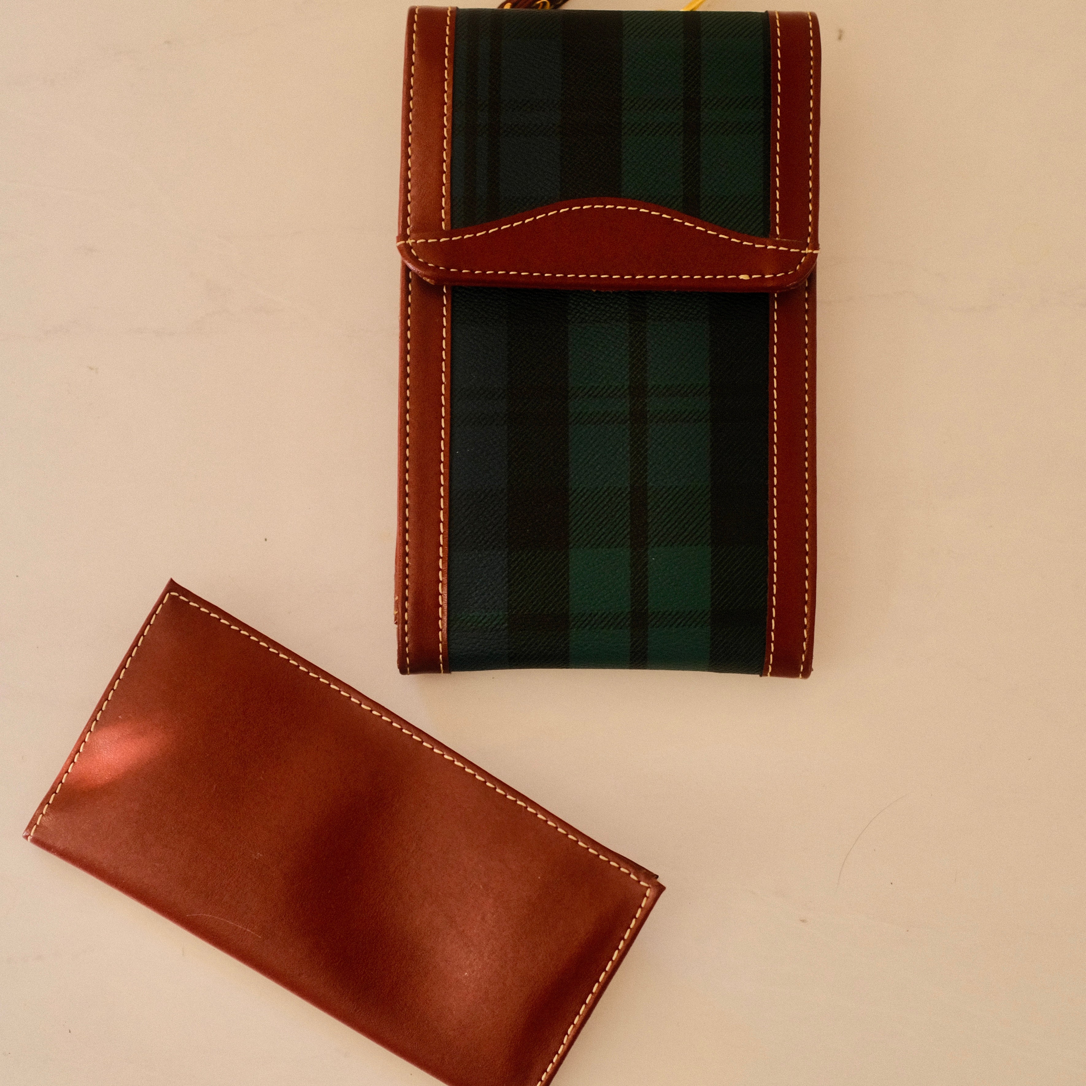 Vintage Polo Ralph Lauren Inspired Plaid Crossbody Trifold Wallet