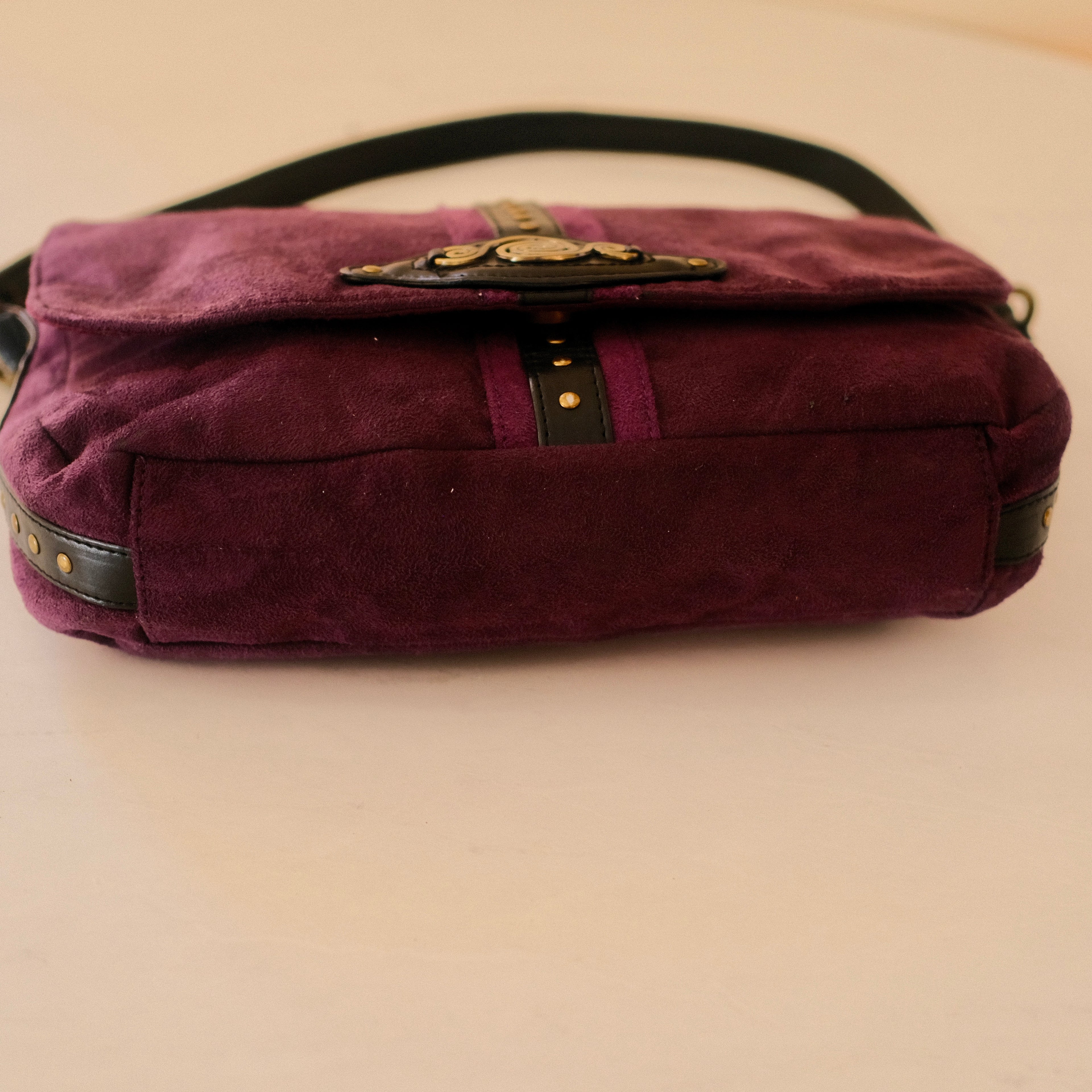 Vintage Purple Suede Shoulder Bag