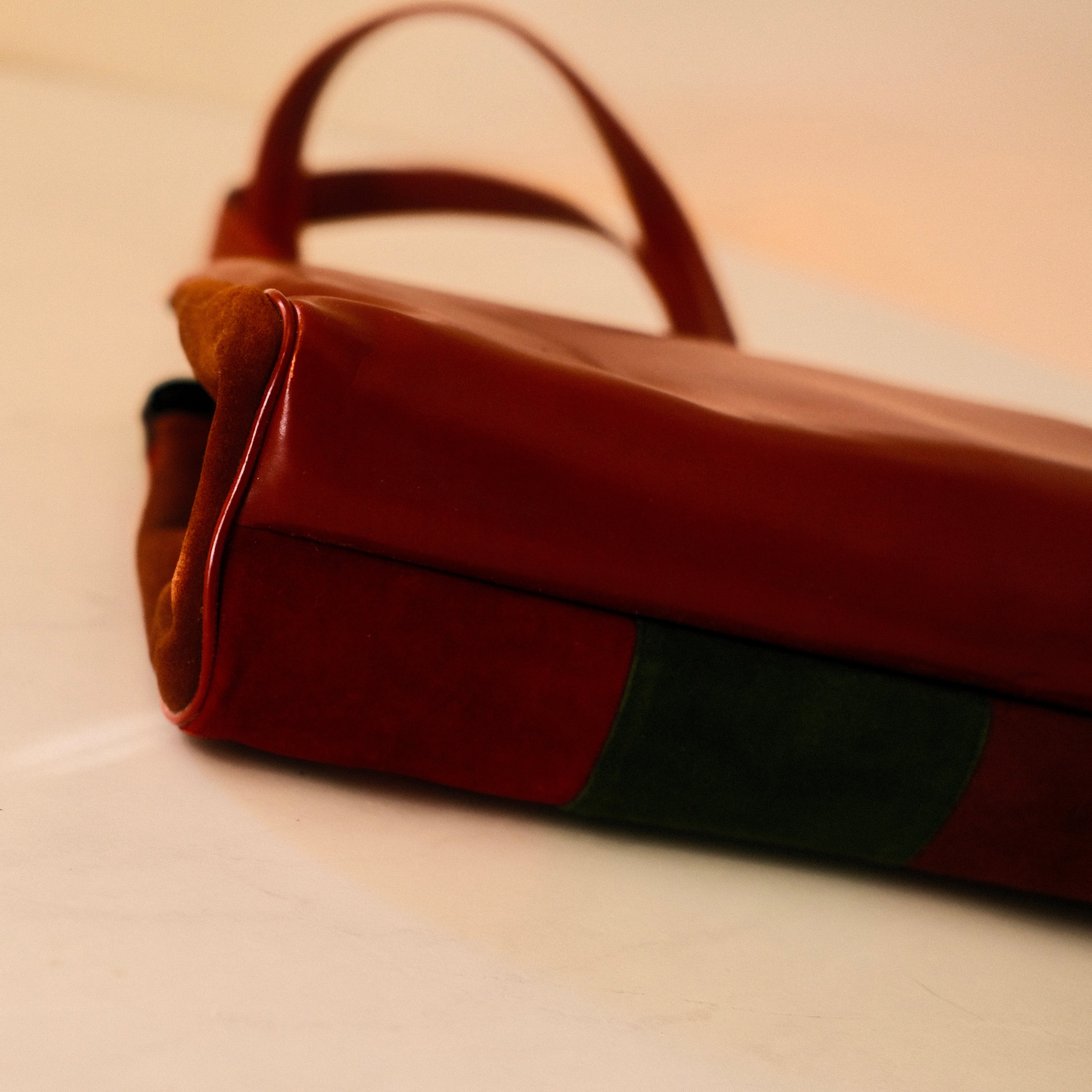 Vintage Tri-Color Leather and Suede Kiss Lock Bag