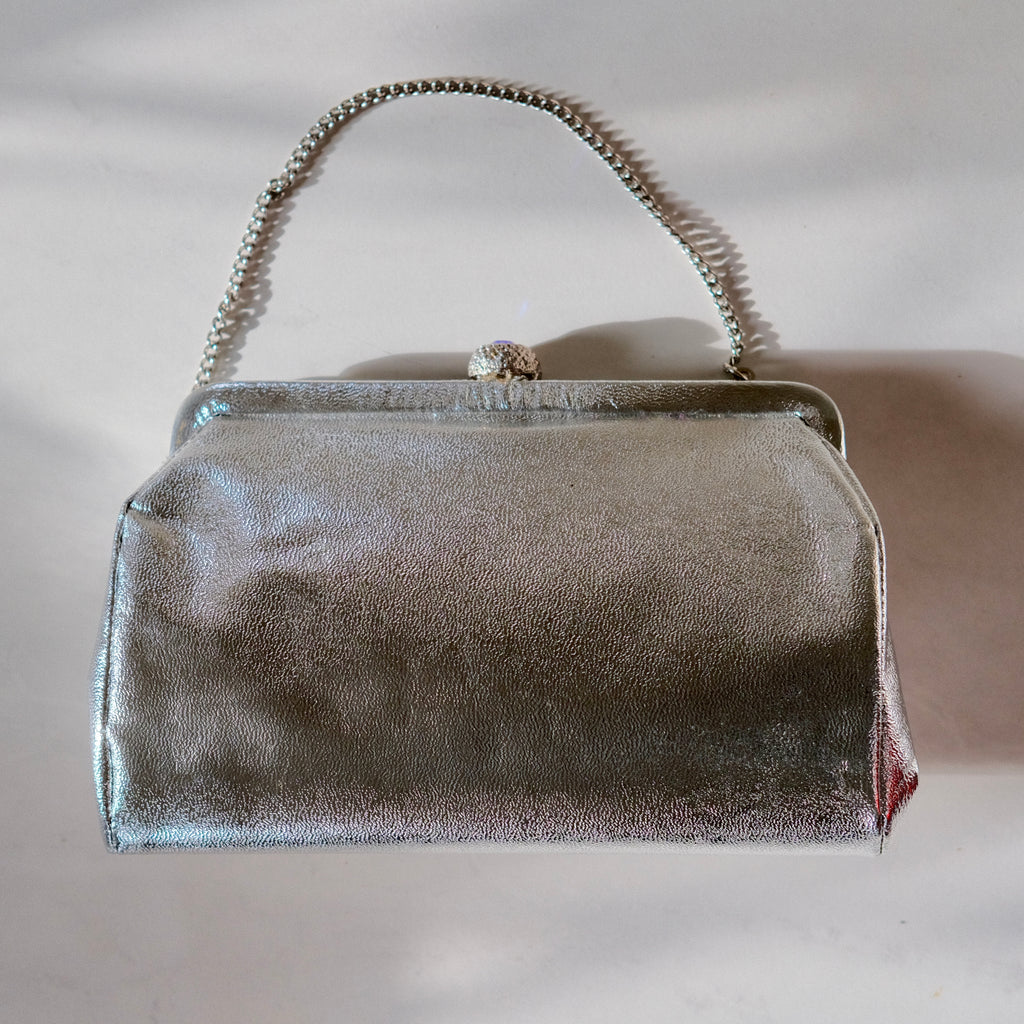Silver Clutch with Chain