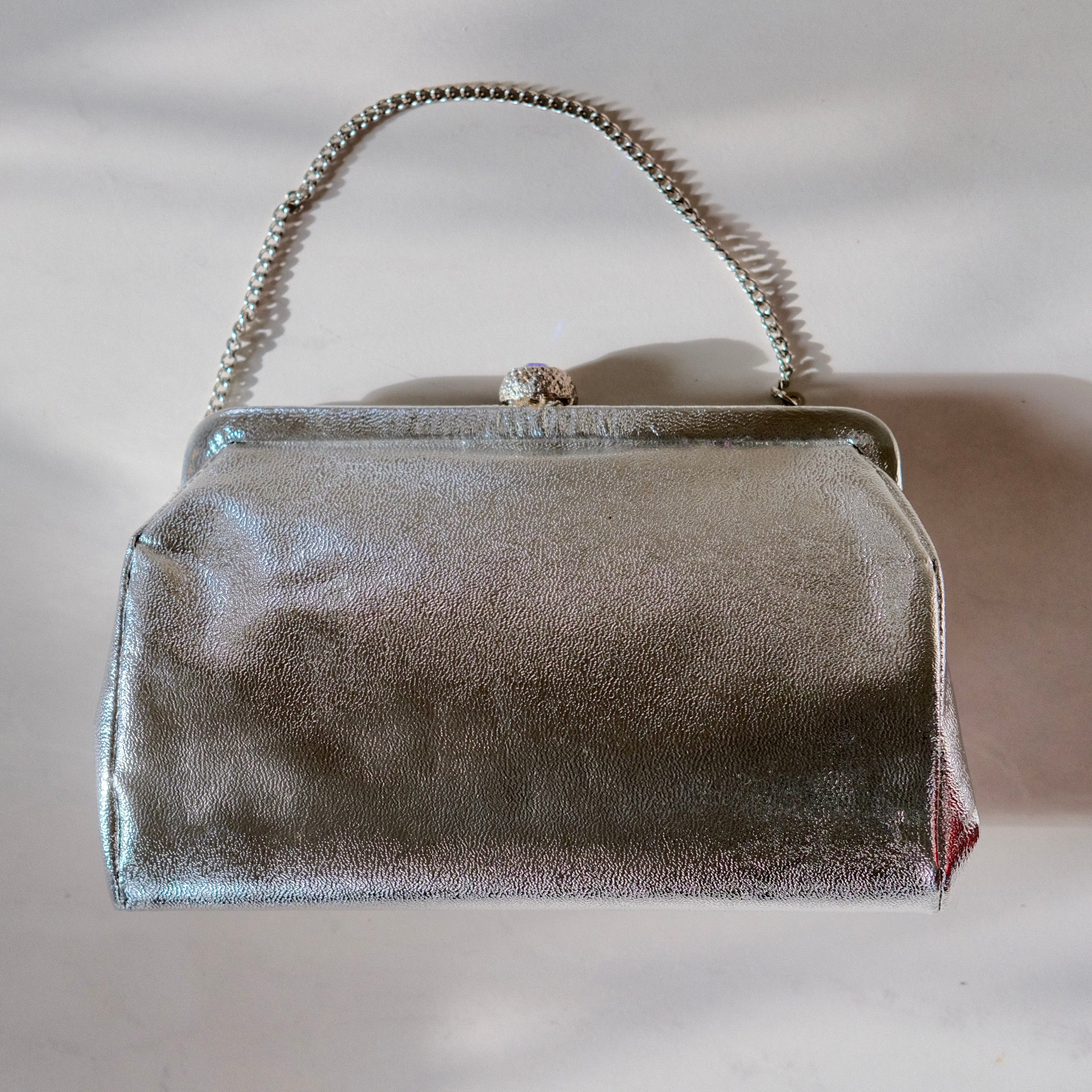 Silver Clutch with Chain