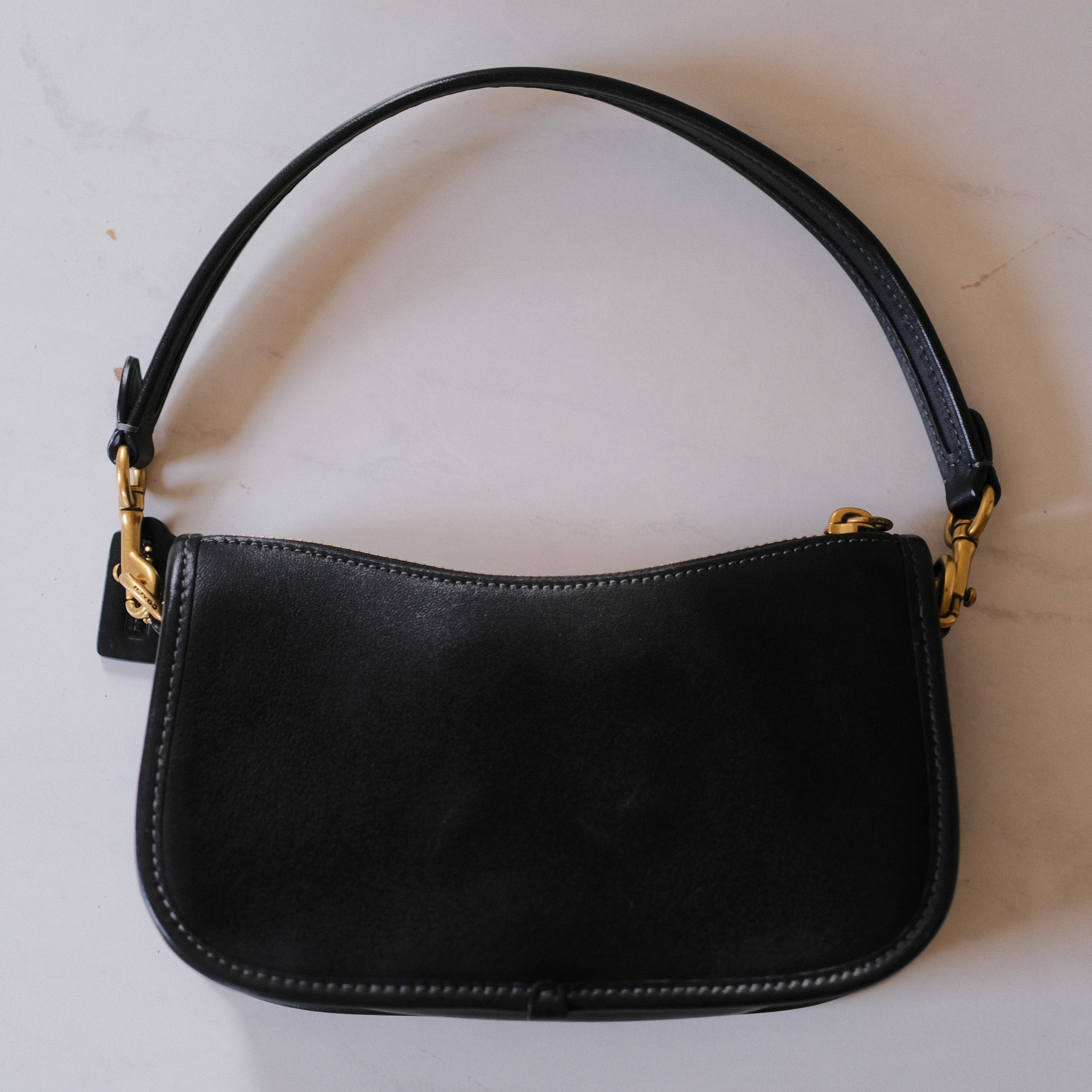 Coach Swinger Leather Shoulder Bag Black