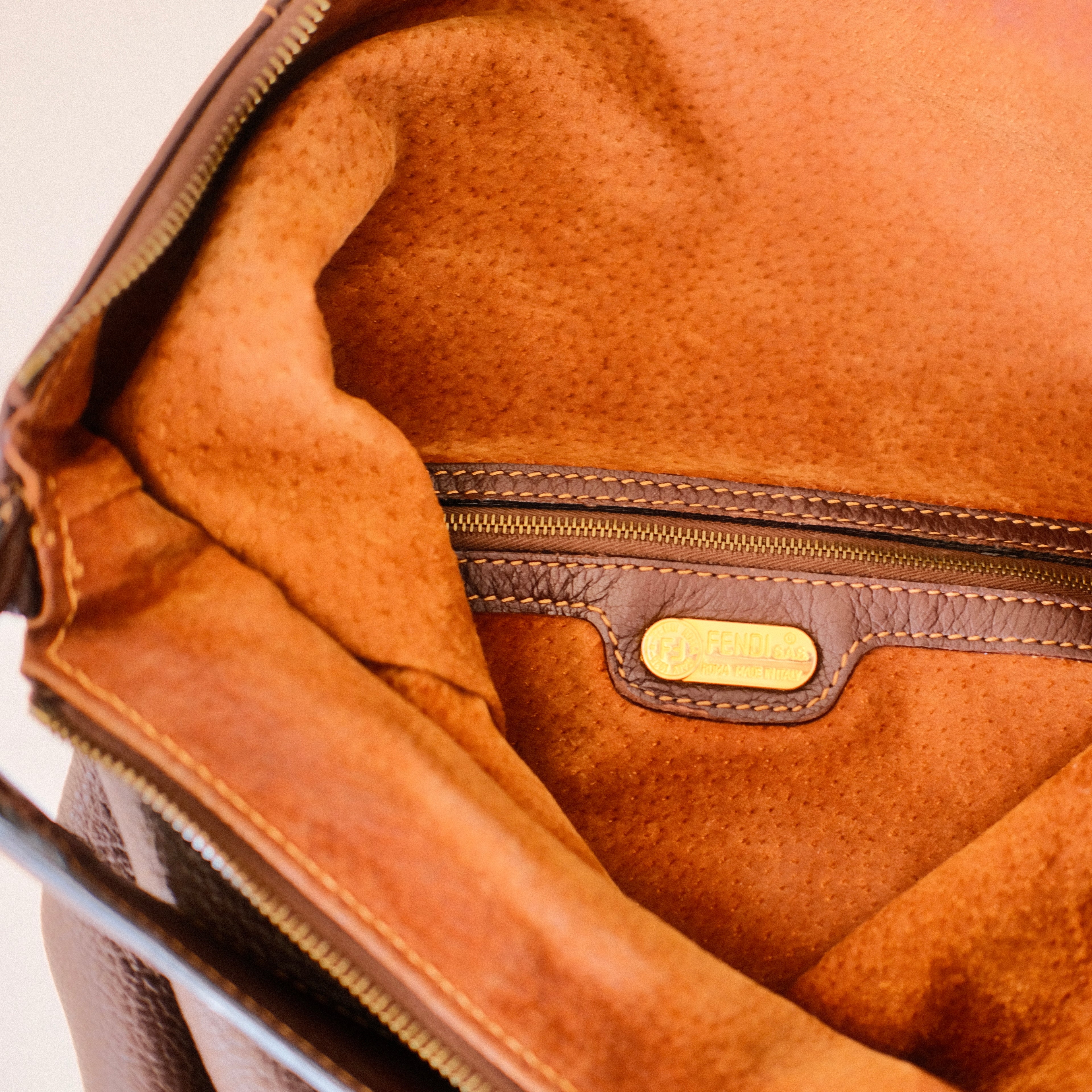 Fendi Vintage Brown Leather Large Tote Bag