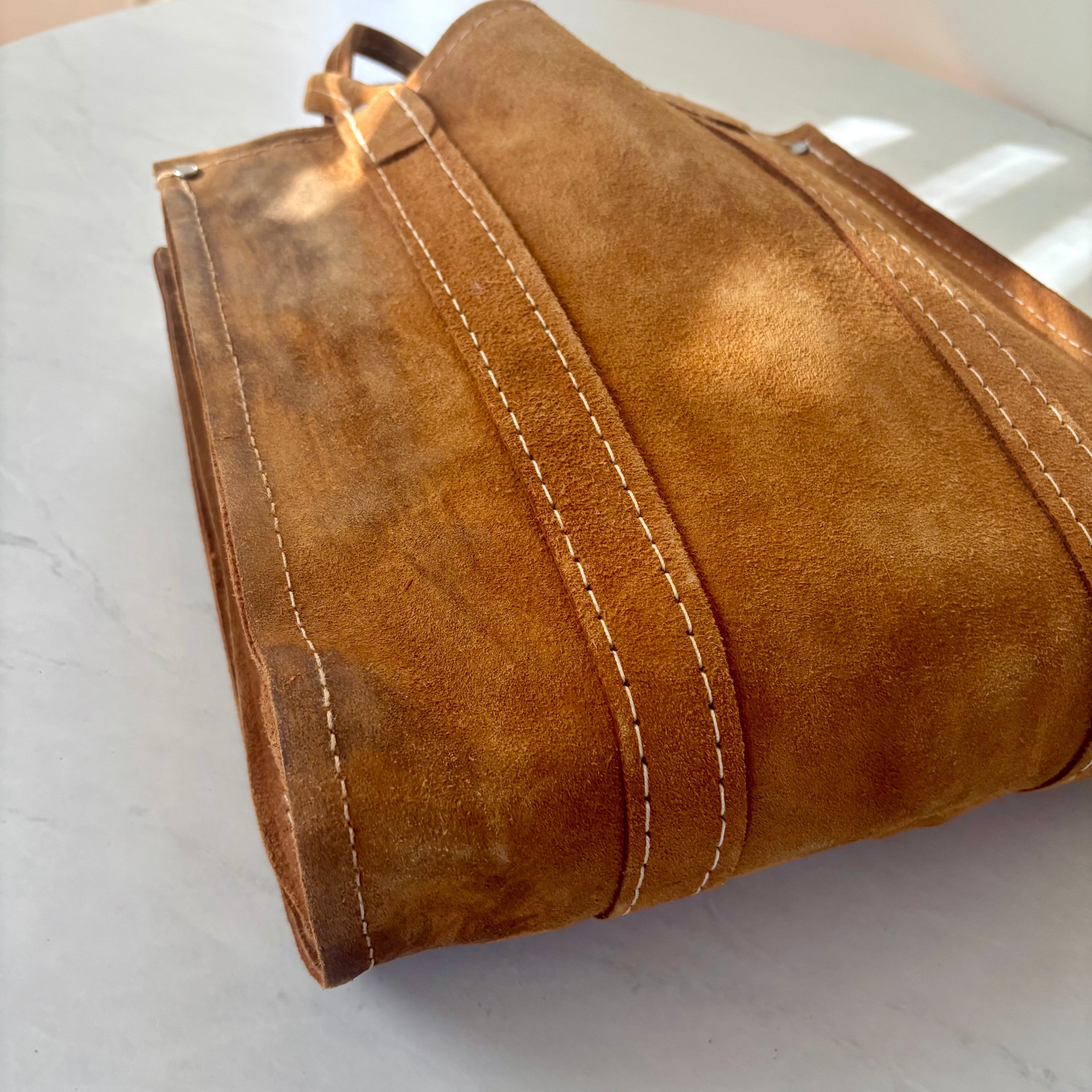 Vintage Brown Suede Tote