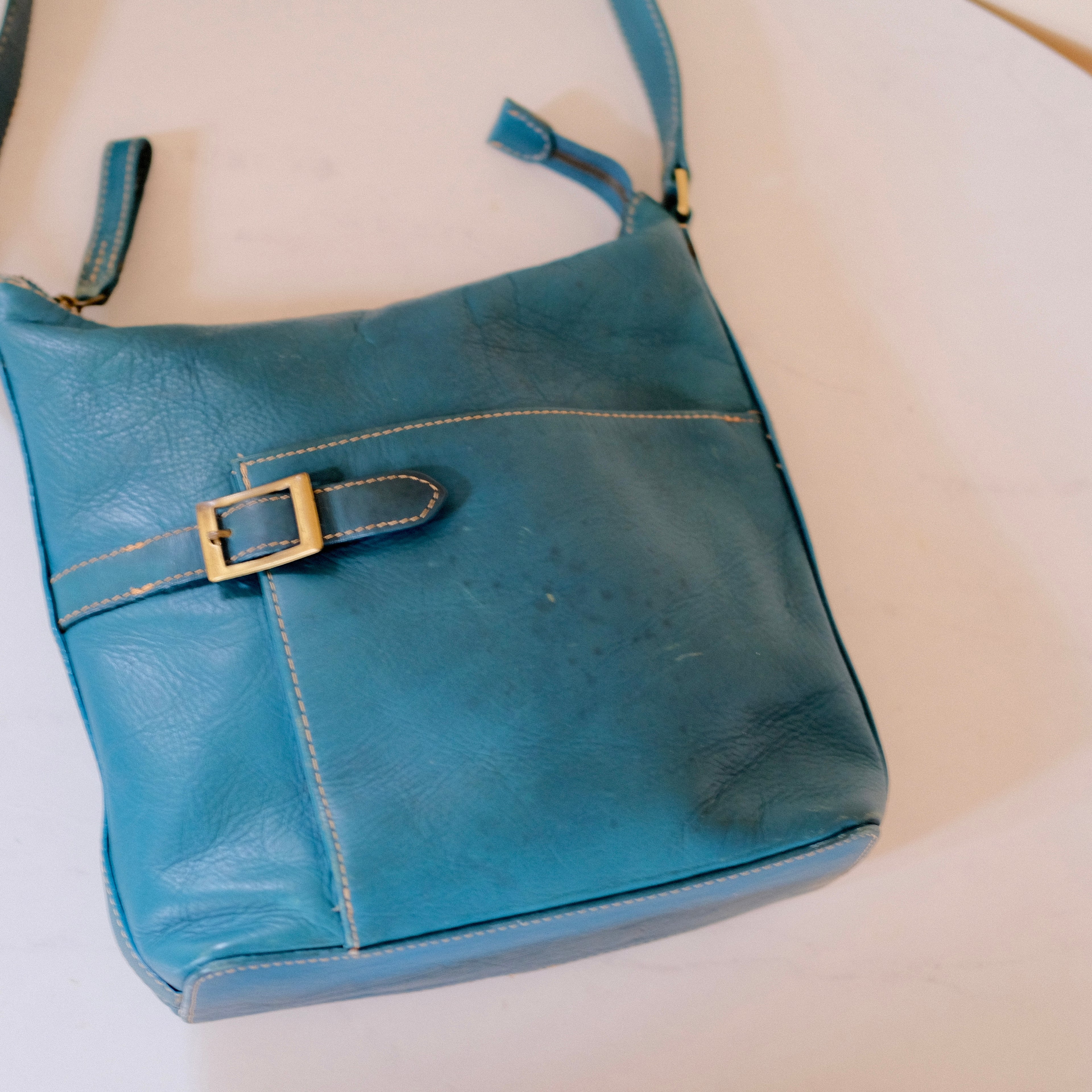 Rolf's Teal Leather Shoulder Bag with Buckle