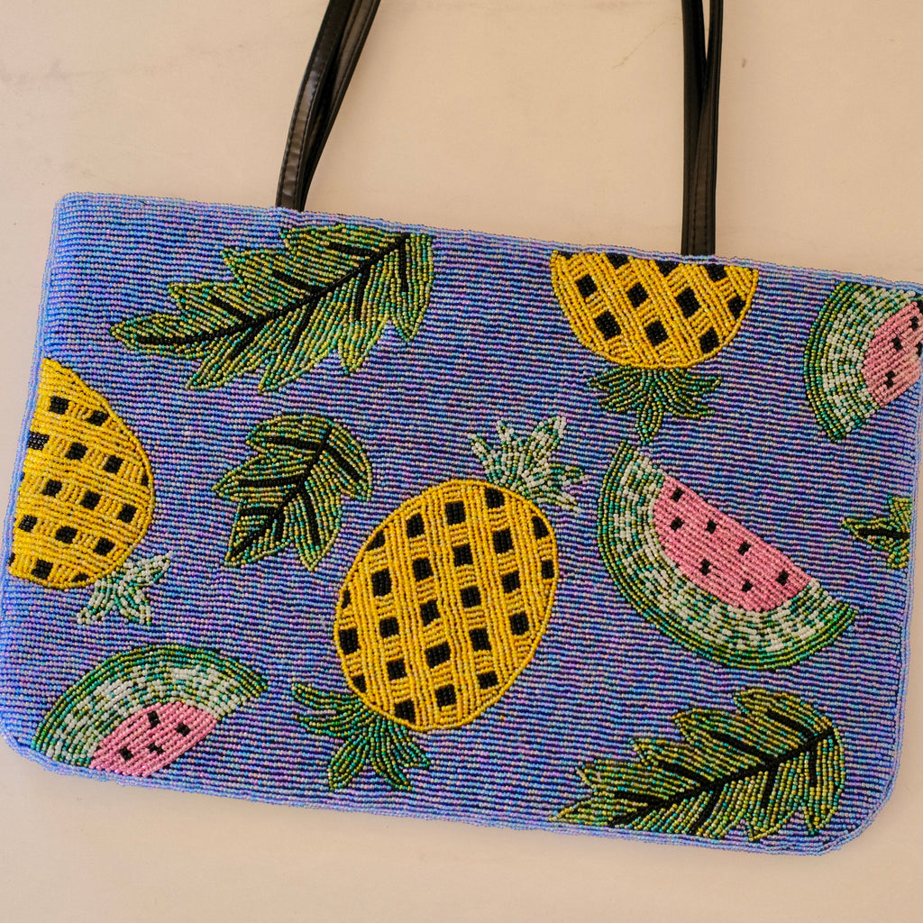 Vintage Beaded Tropical Fruit Shoulder Bag