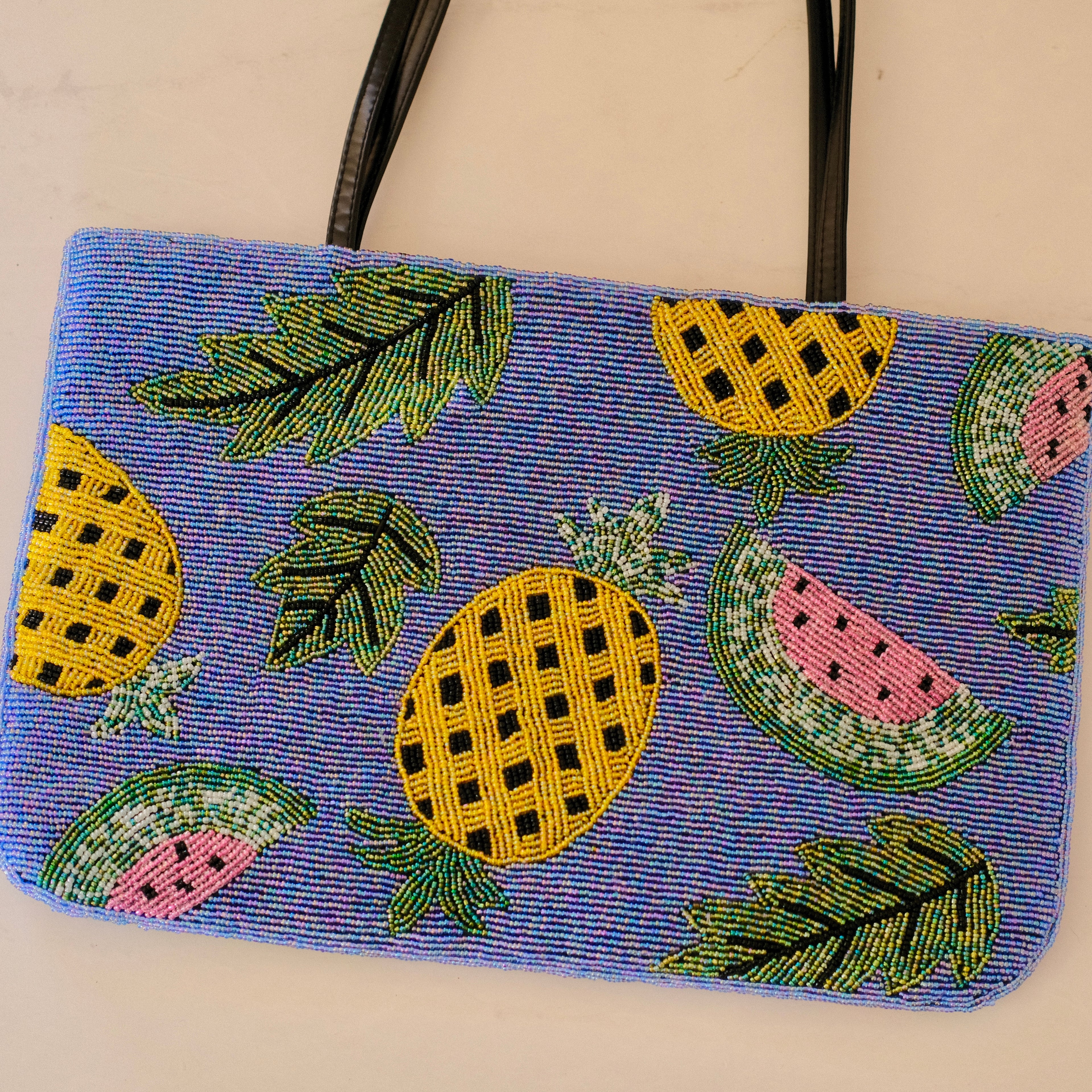 Vintage Beaded Tropical Fruit Shoulder Bag