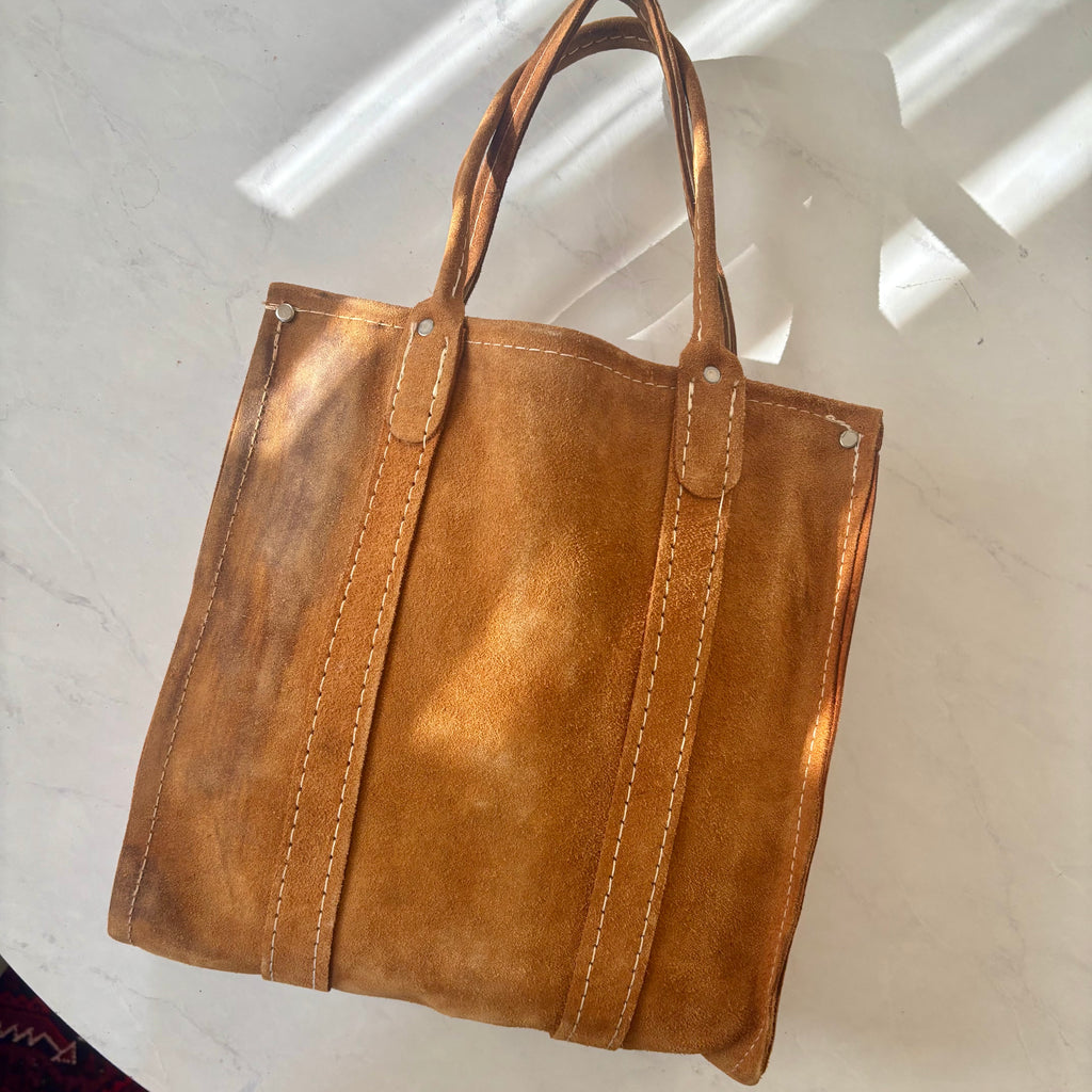 Vintage Brown Suede Tote