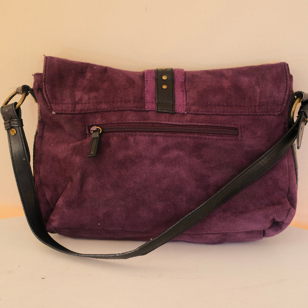Vintage Purple Suede Shoulder Bag