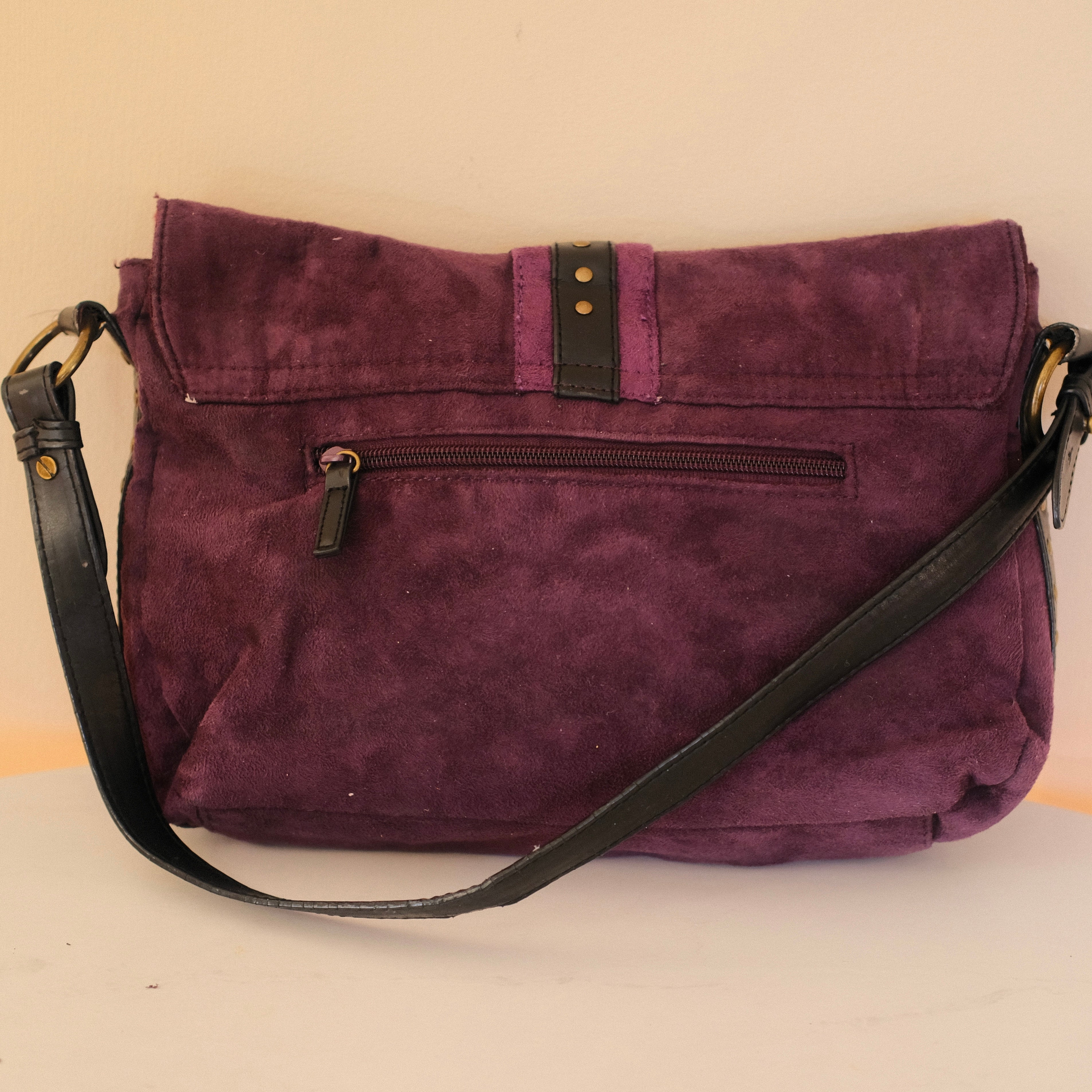 Vintage Purple Suede Shoulder Bag