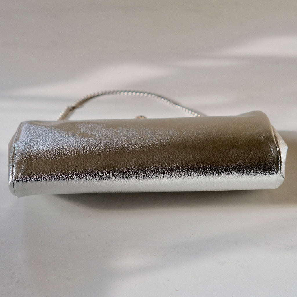 Silver Clutch with Chain