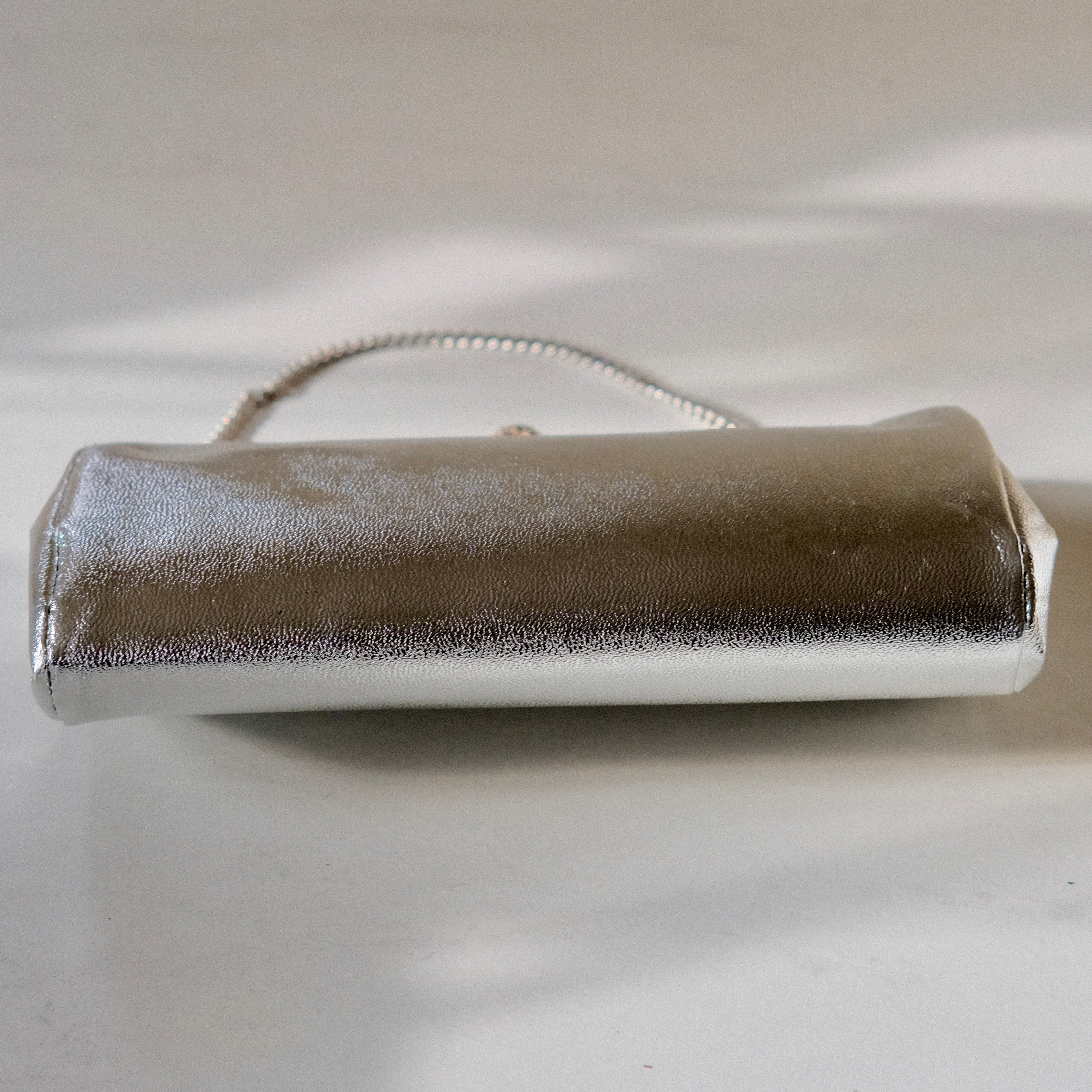 Silver Clutch with Chain