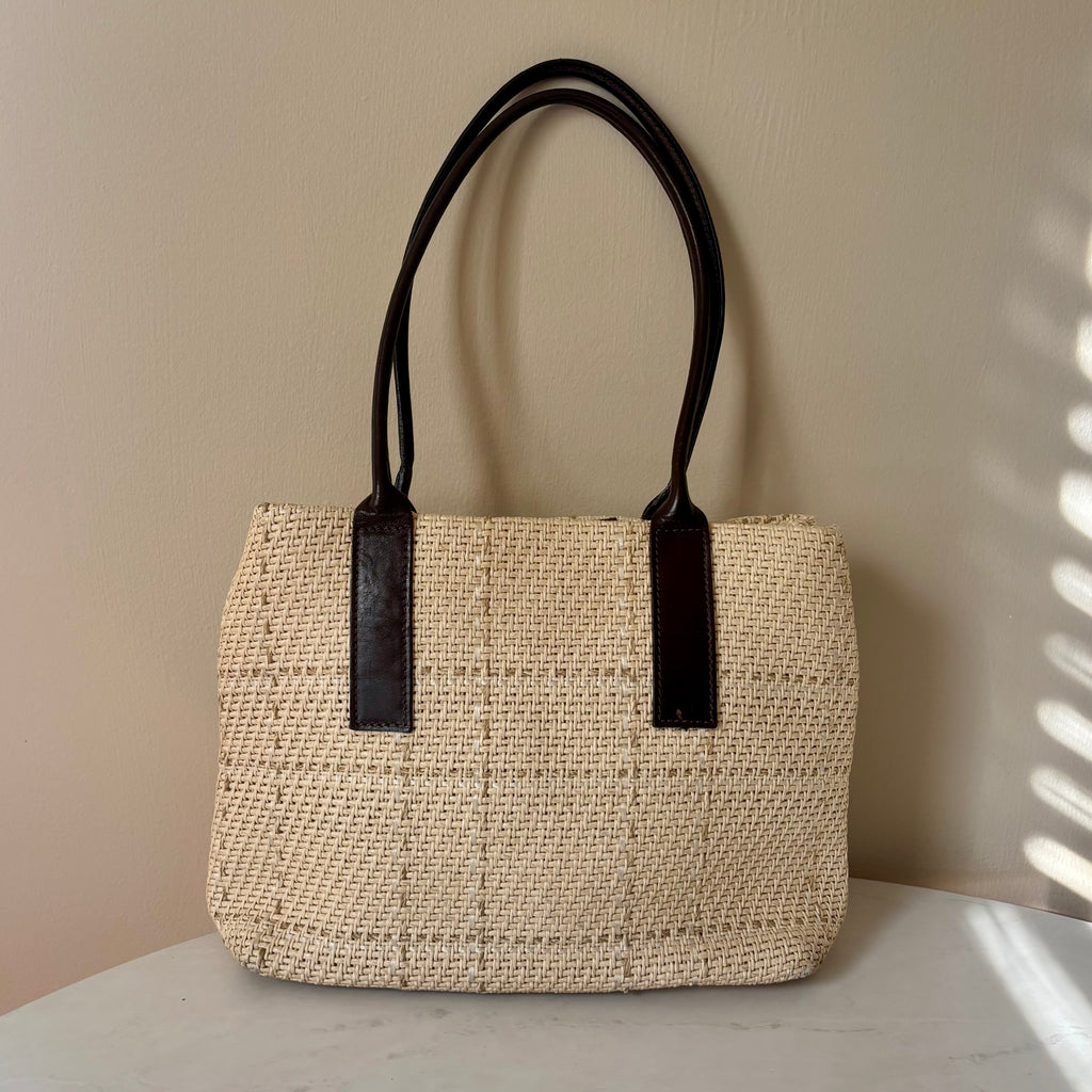 Vintage Roberto Pancani Straw Tote Bag