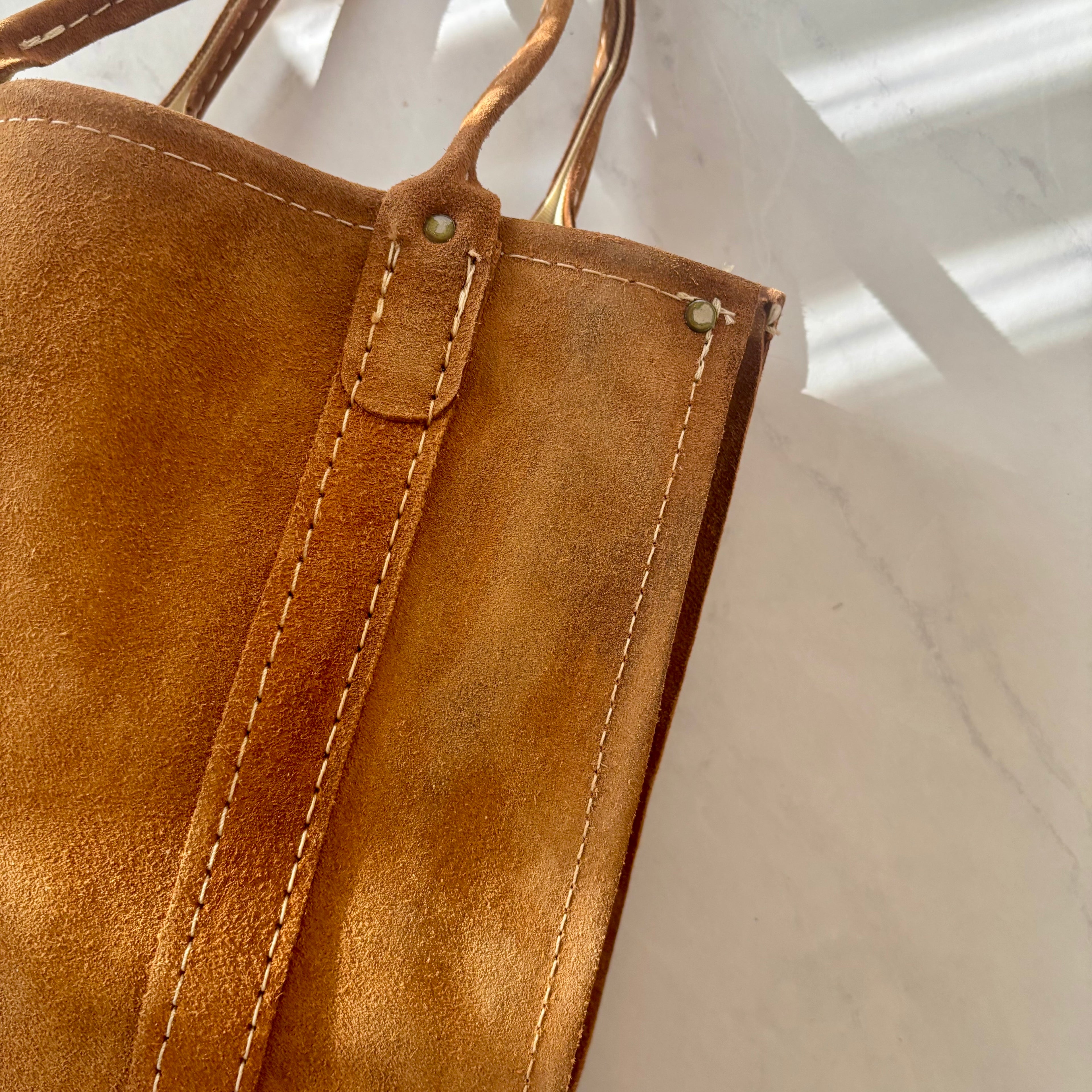 Vintage Brown Suede Tote