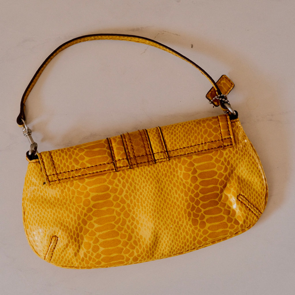 Vintage Nine West Yellow Faux Snake Baguette