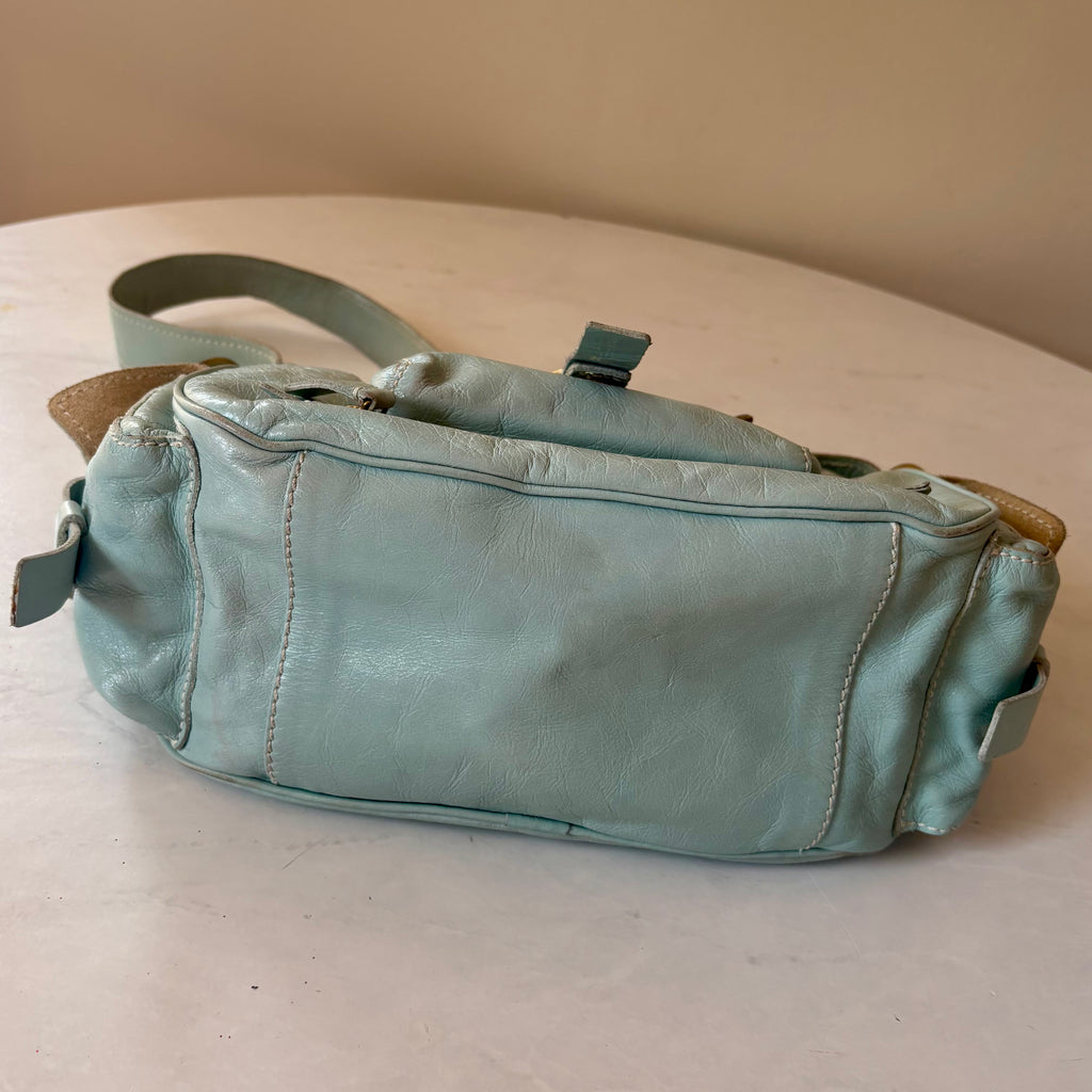 Vintage Francesco Biasa Mint Green Leather Shoulder Bag