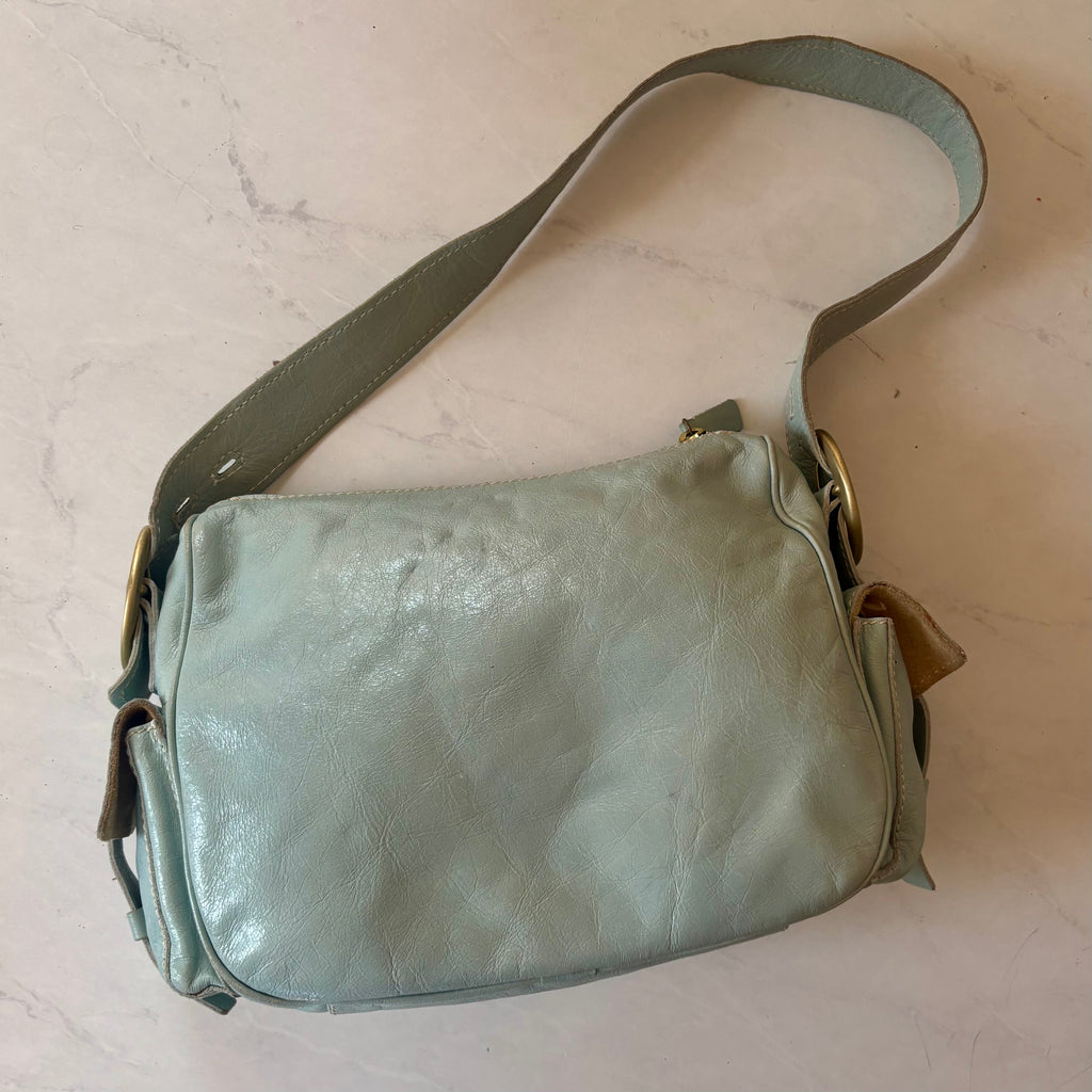 Vintage Francesco Biasa Mint Green Leather Shoulder Bag