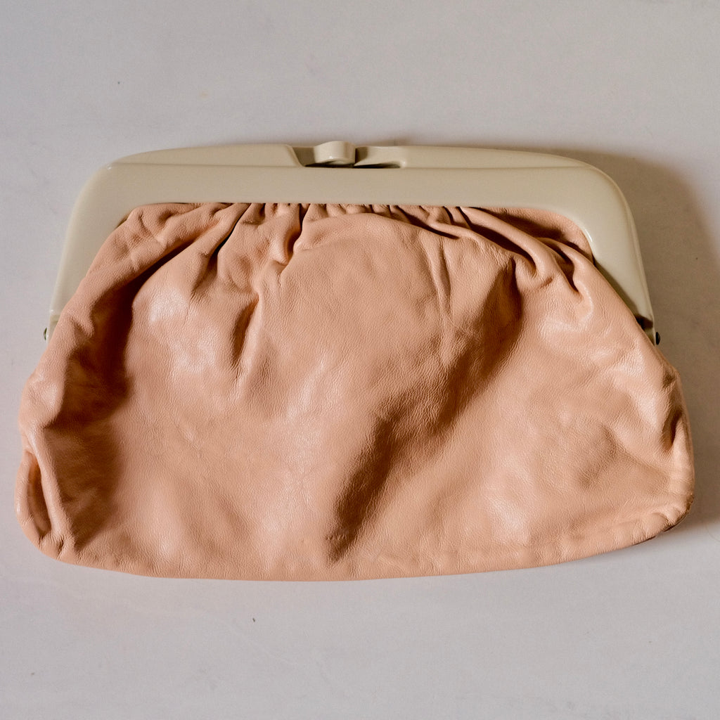 Vintage Pink Leather Clutch