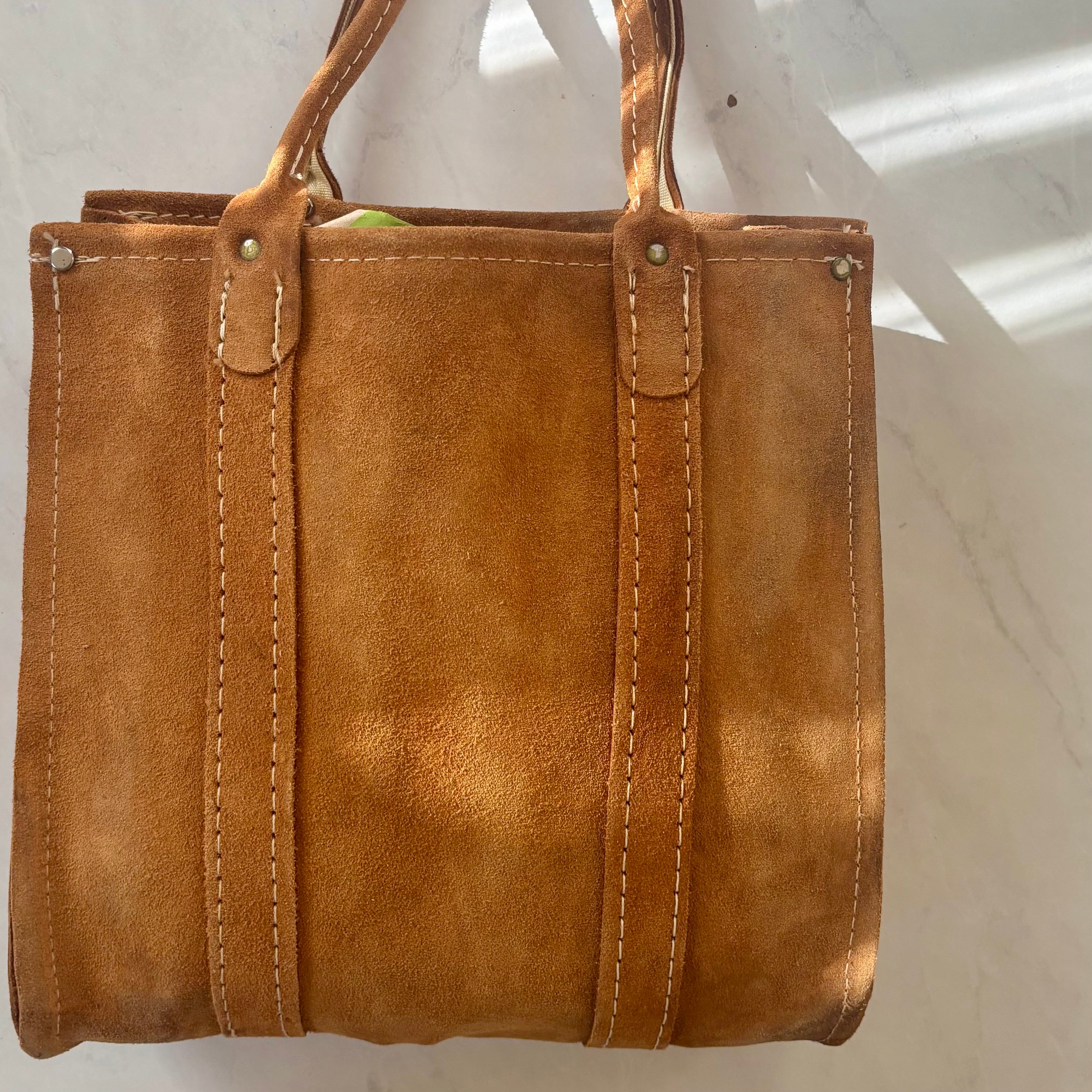 Vintage Brown Suede Tote
