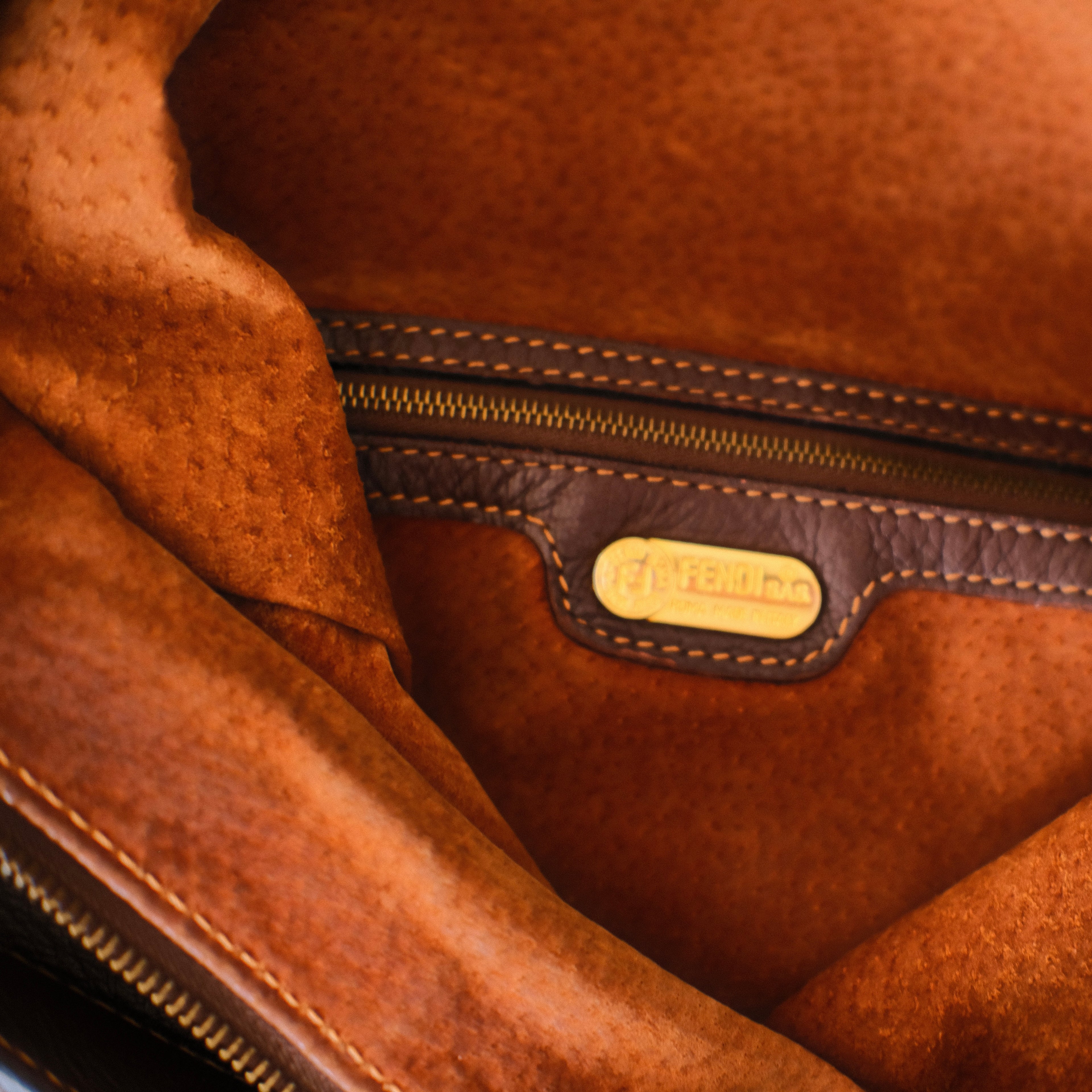 Fendi Vintage Brown Leather Large Tote Bag