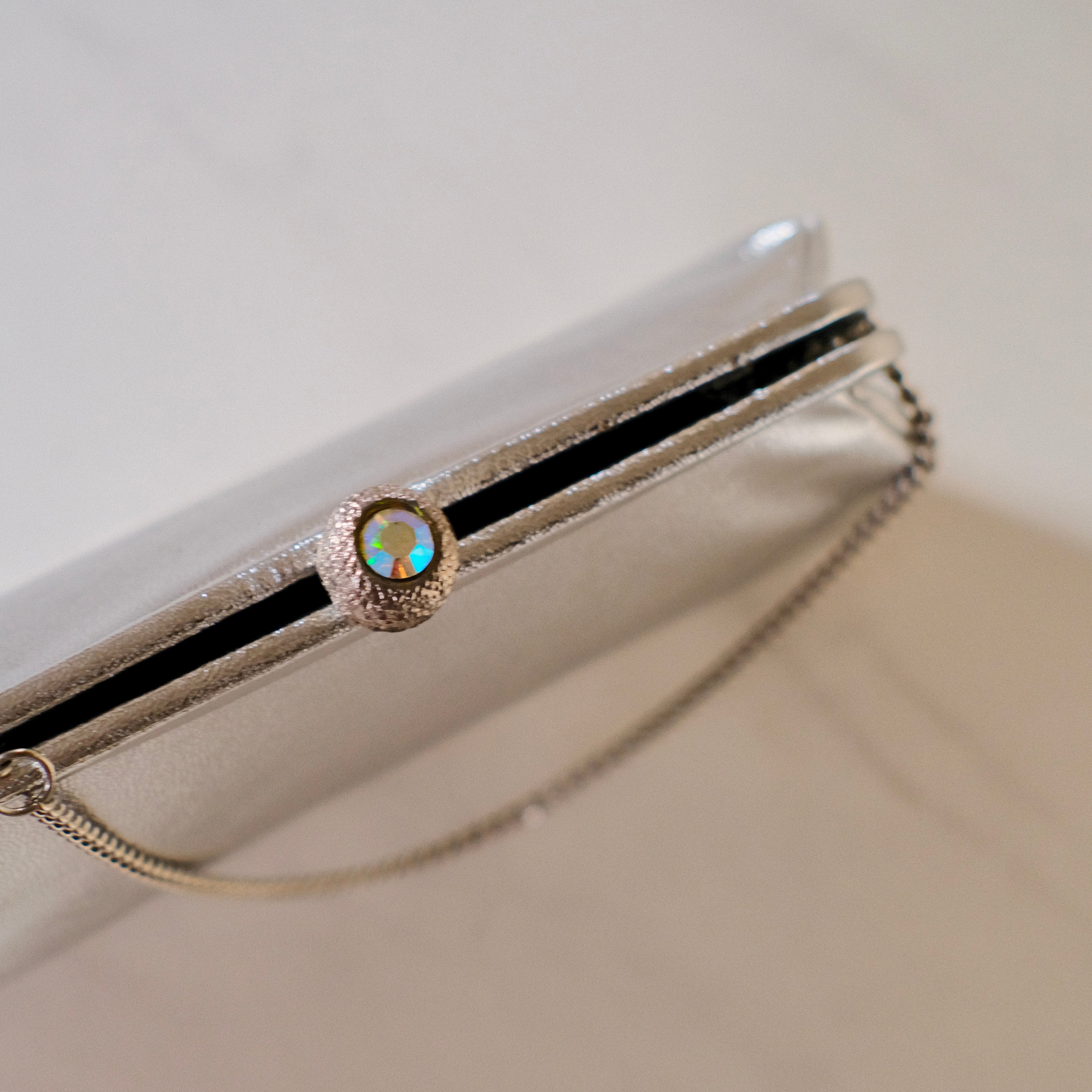 Silver Clutch with Chain