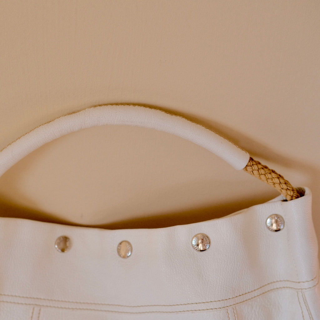 Prada Cream Leather Antiqued Bianco Tote