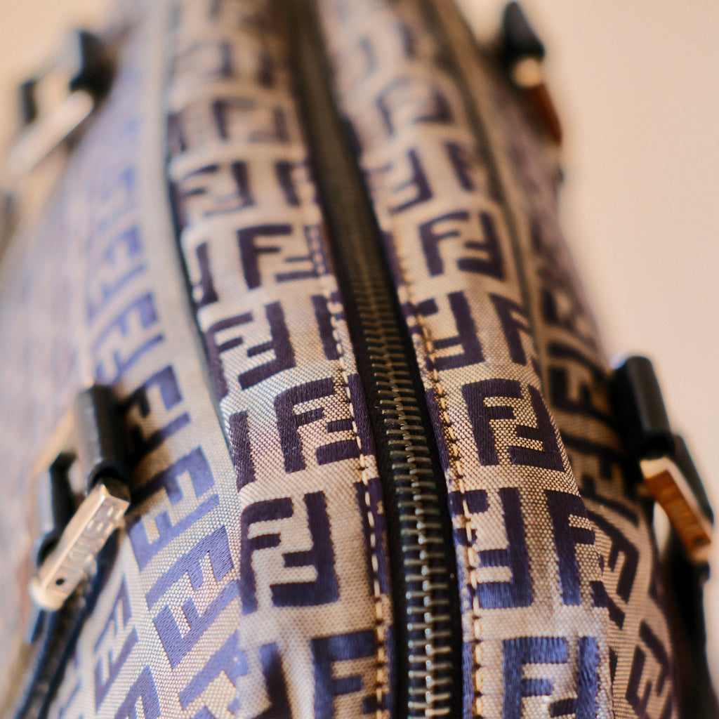 Fendi Zucchino FF Canvas Tote Bag Navy