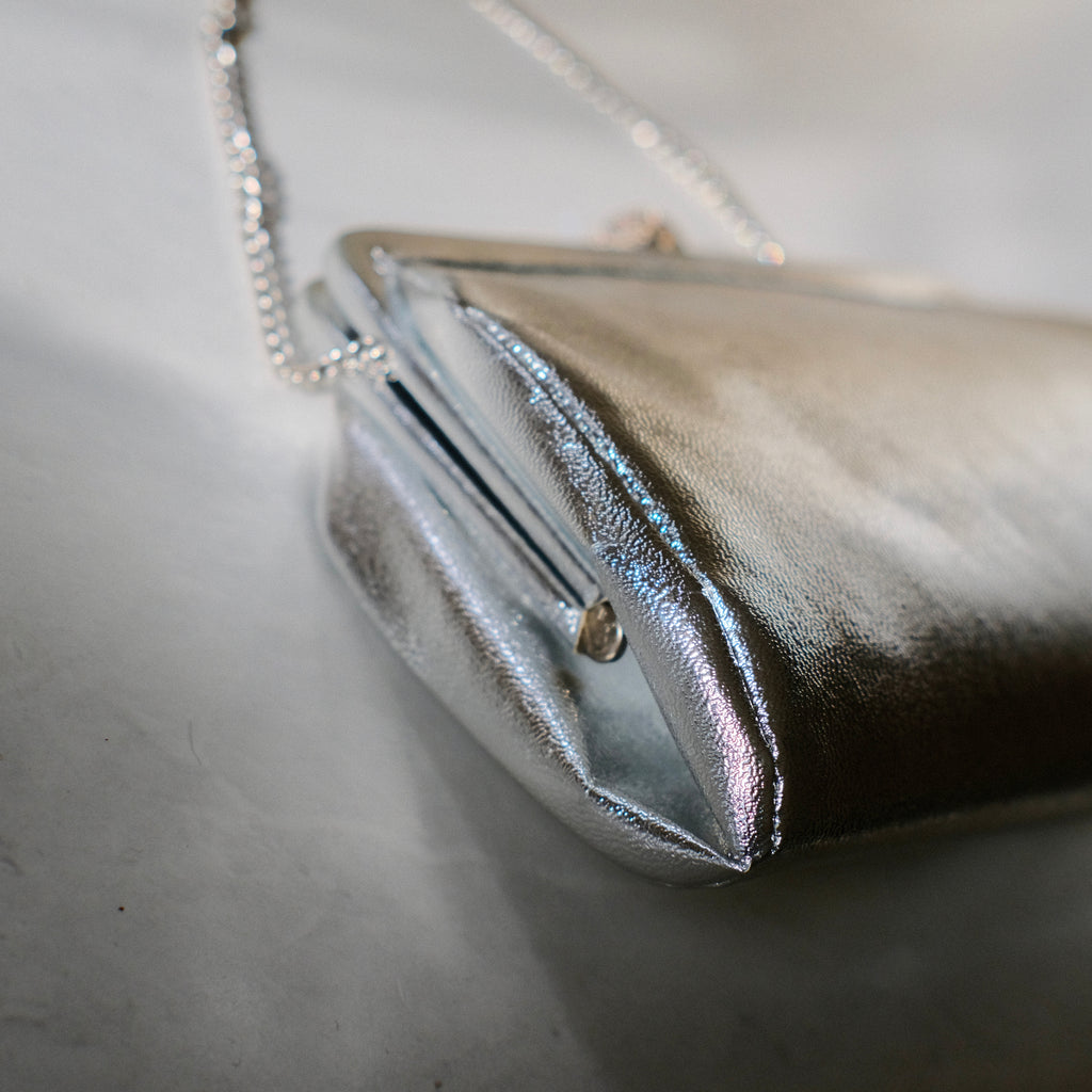 Silver Clutch with Chain
