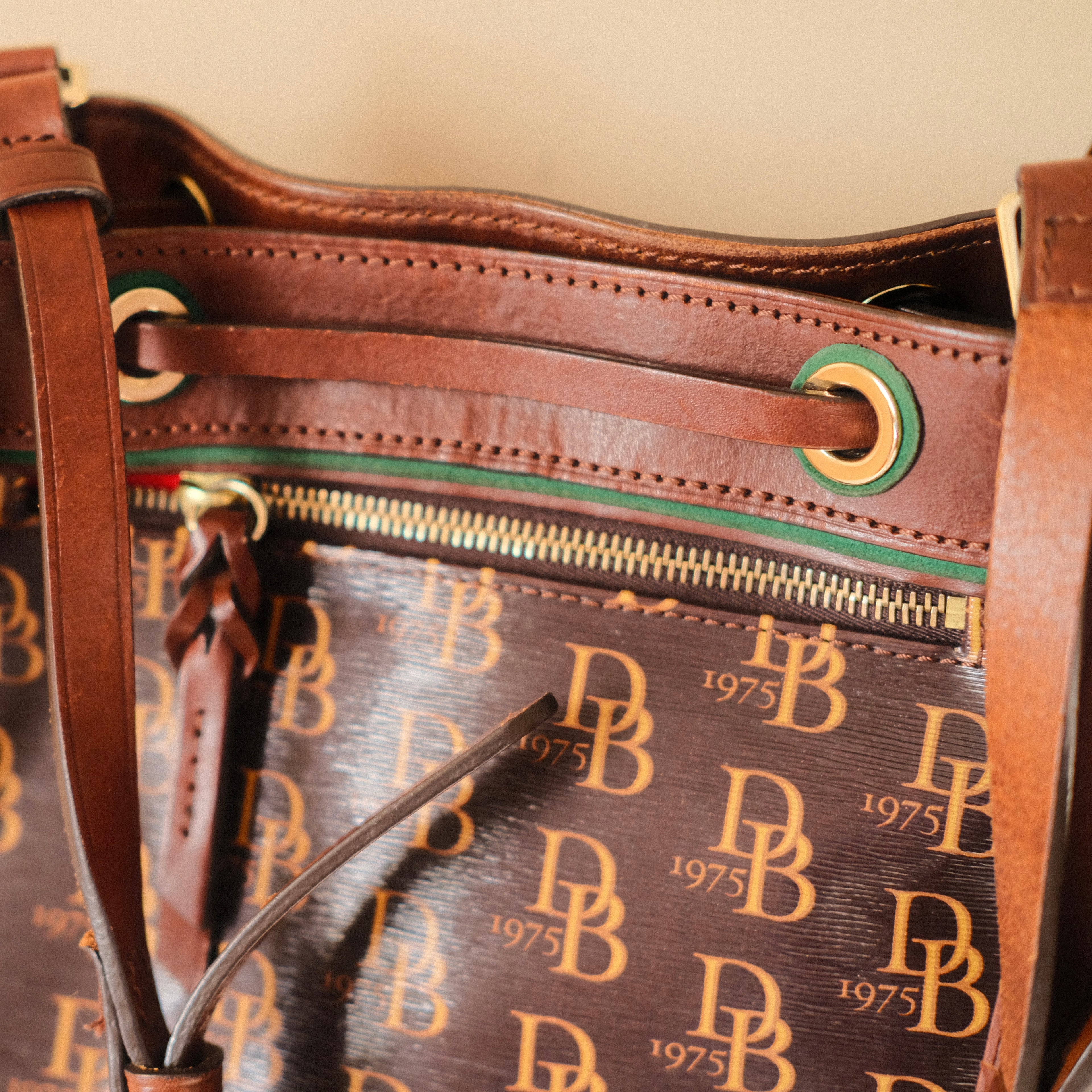 Dooney & Bourke Monogram Coated Canvas Drawstring Shoulder Bag