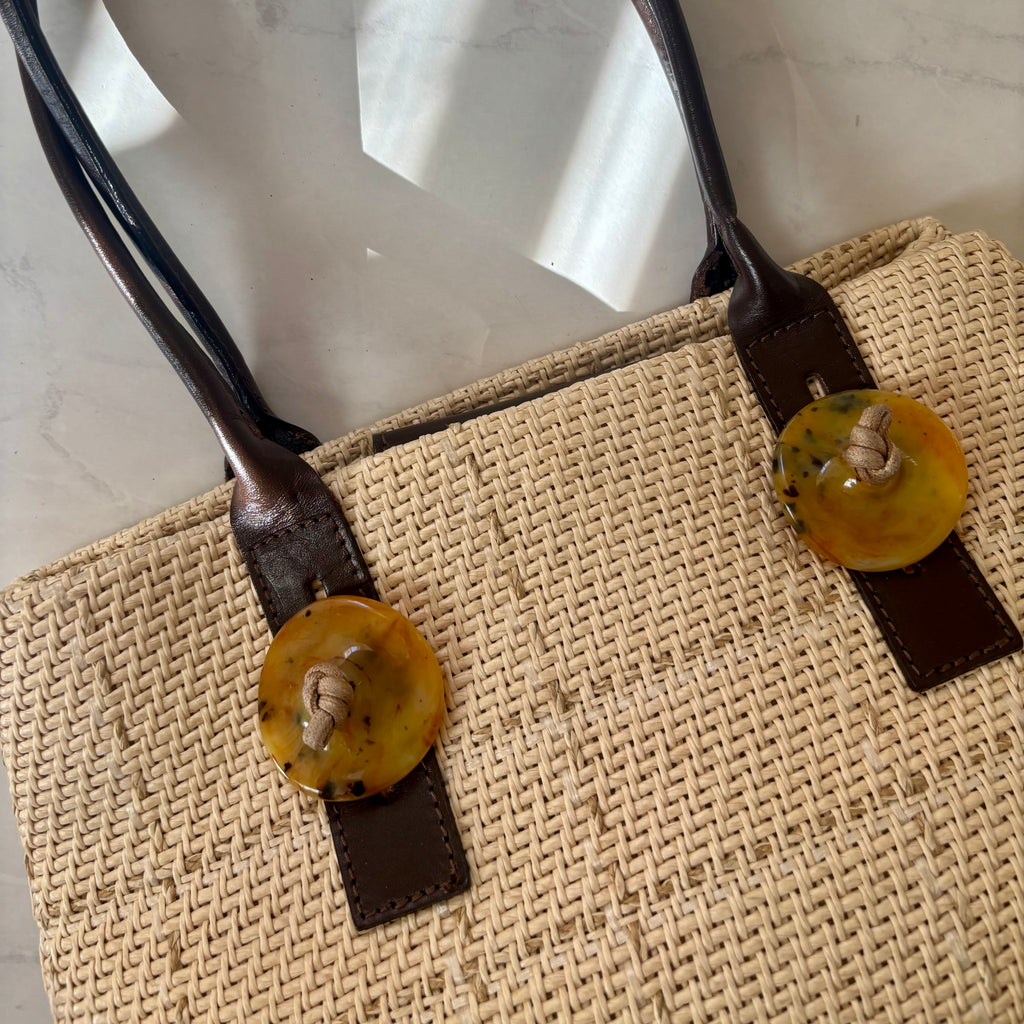 Vintage Roberto Pancani Straw Tote Bag