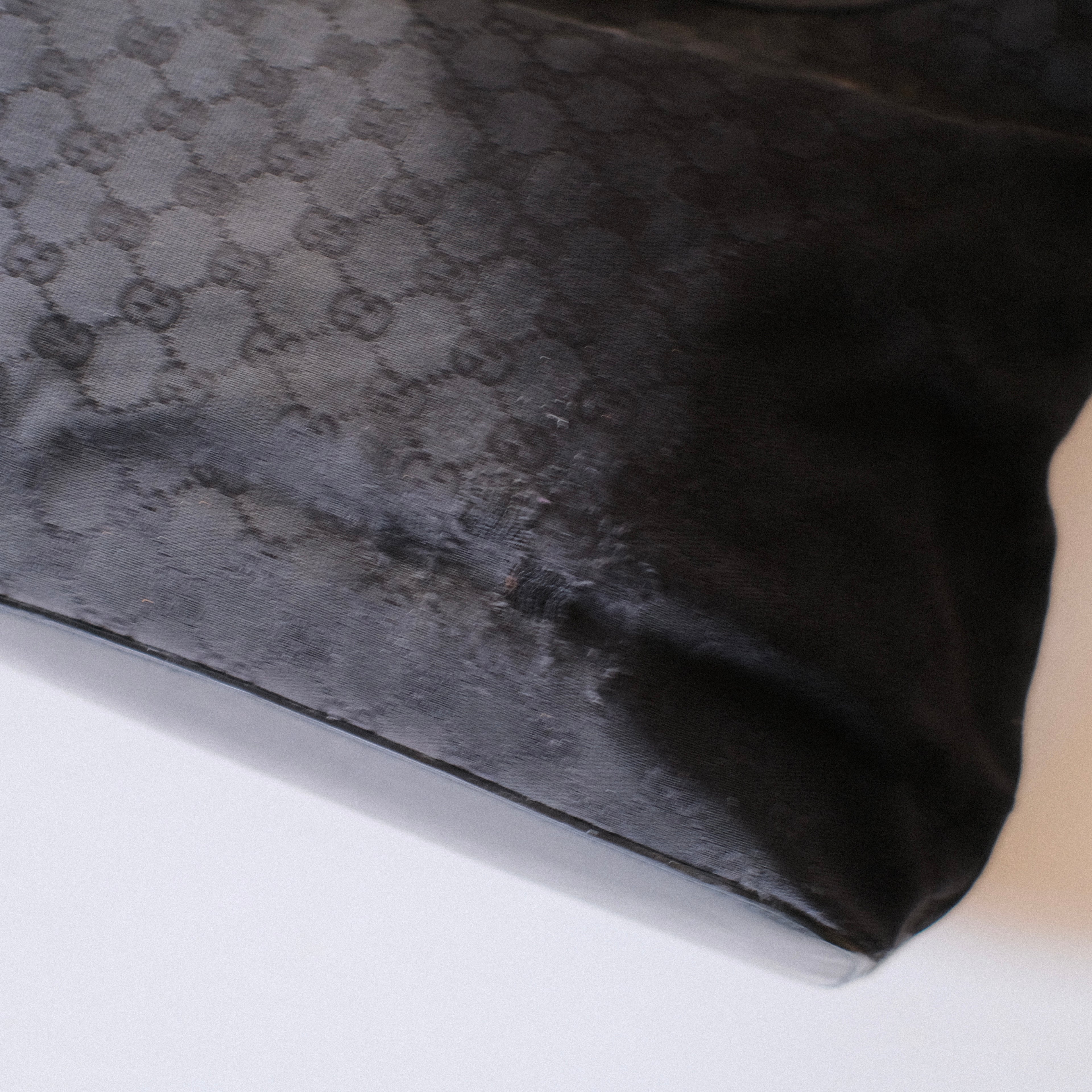 Gucci Vintage GG Black Canvas Hobo Bag