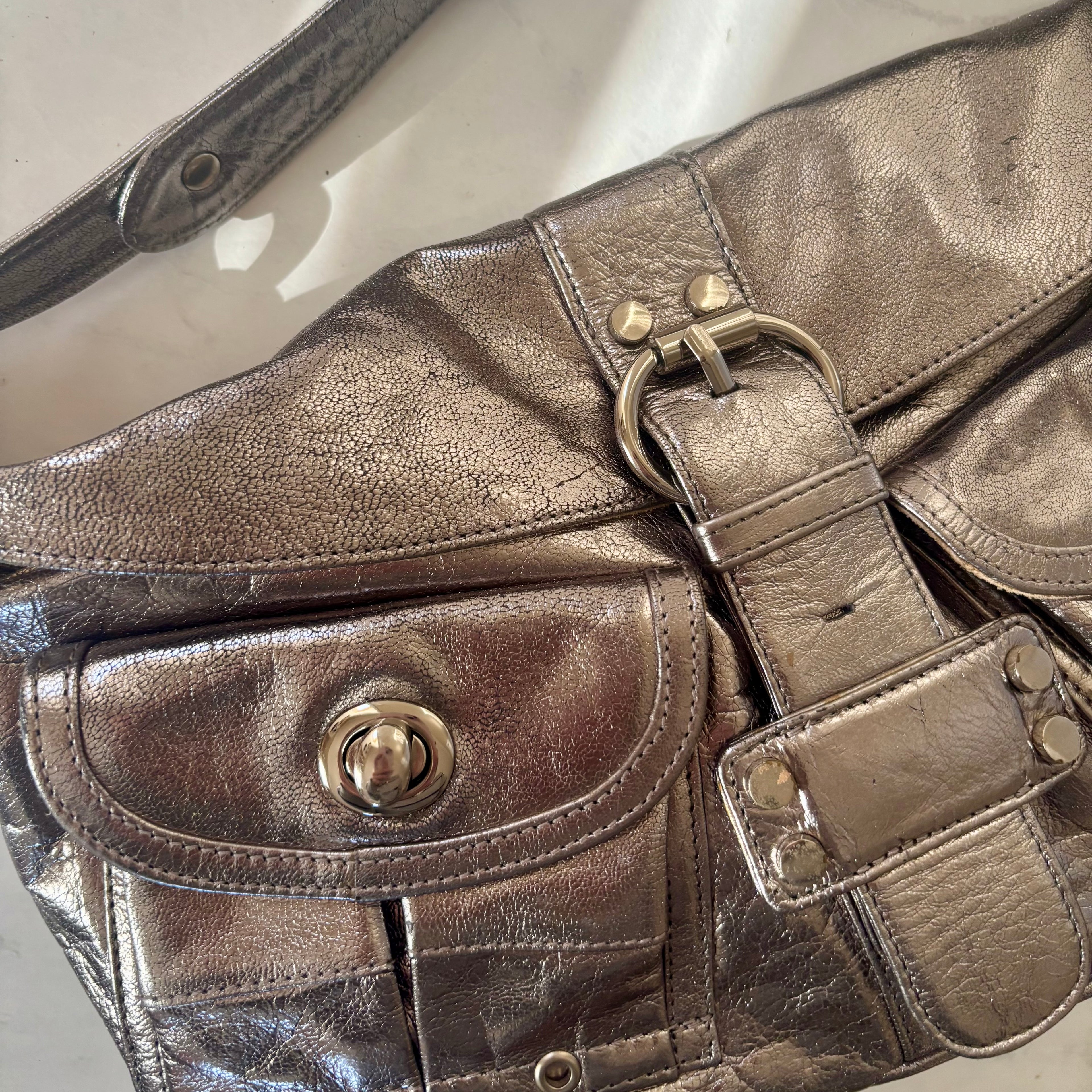 Tano Silver Leather Hobo