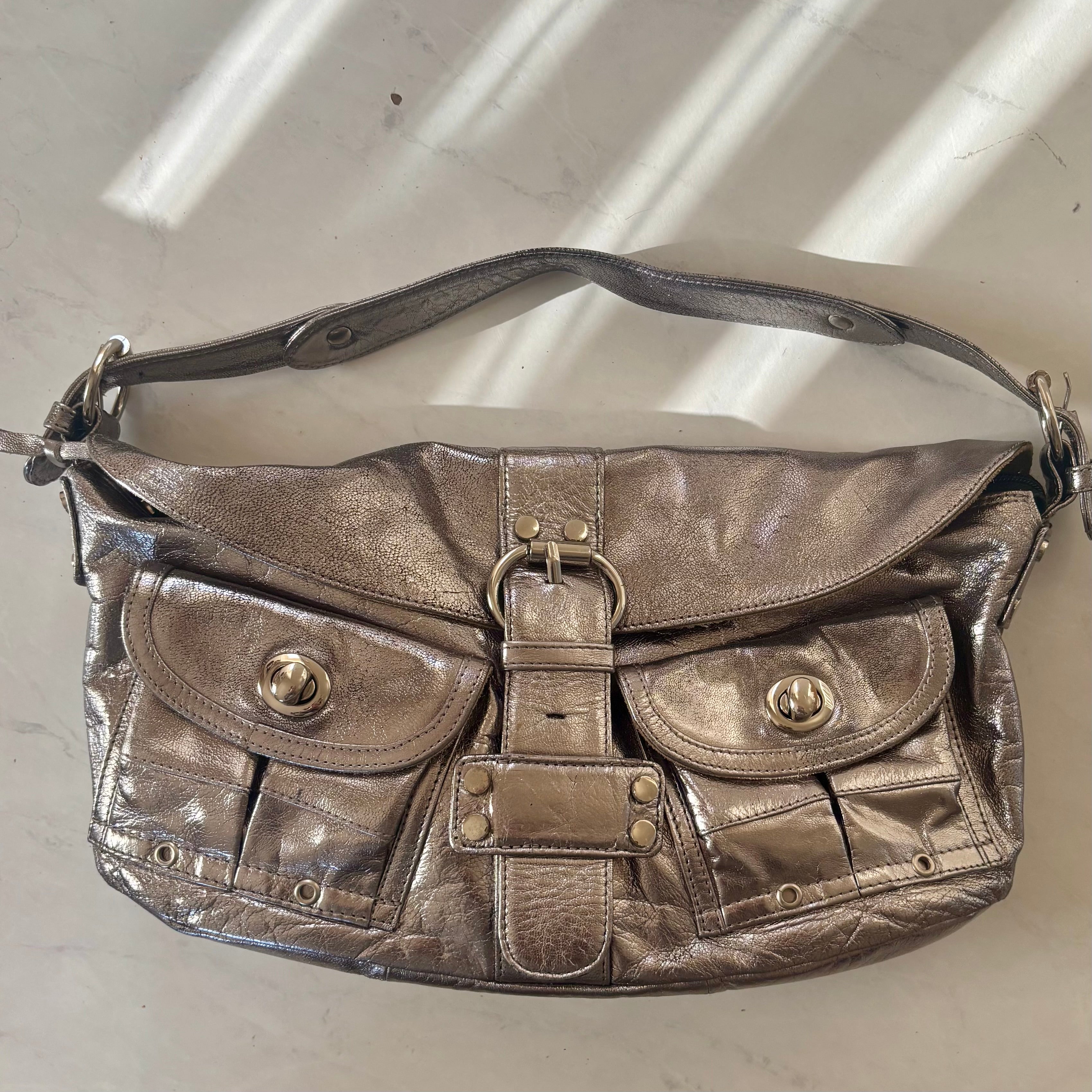 Tano Silver Leather Hobo