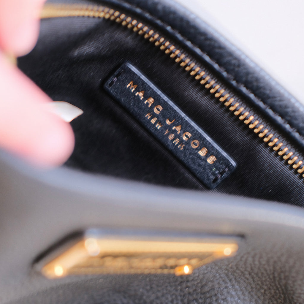 Marc Jacobs Black Leather Crossbody with Brass Hardware