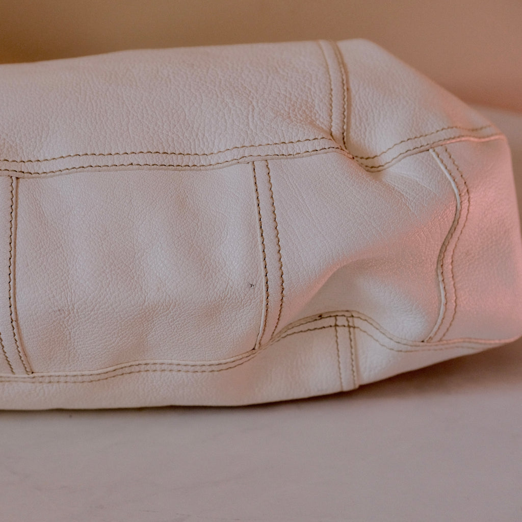 Prada Cream Leather Antiqued Bianco Tote