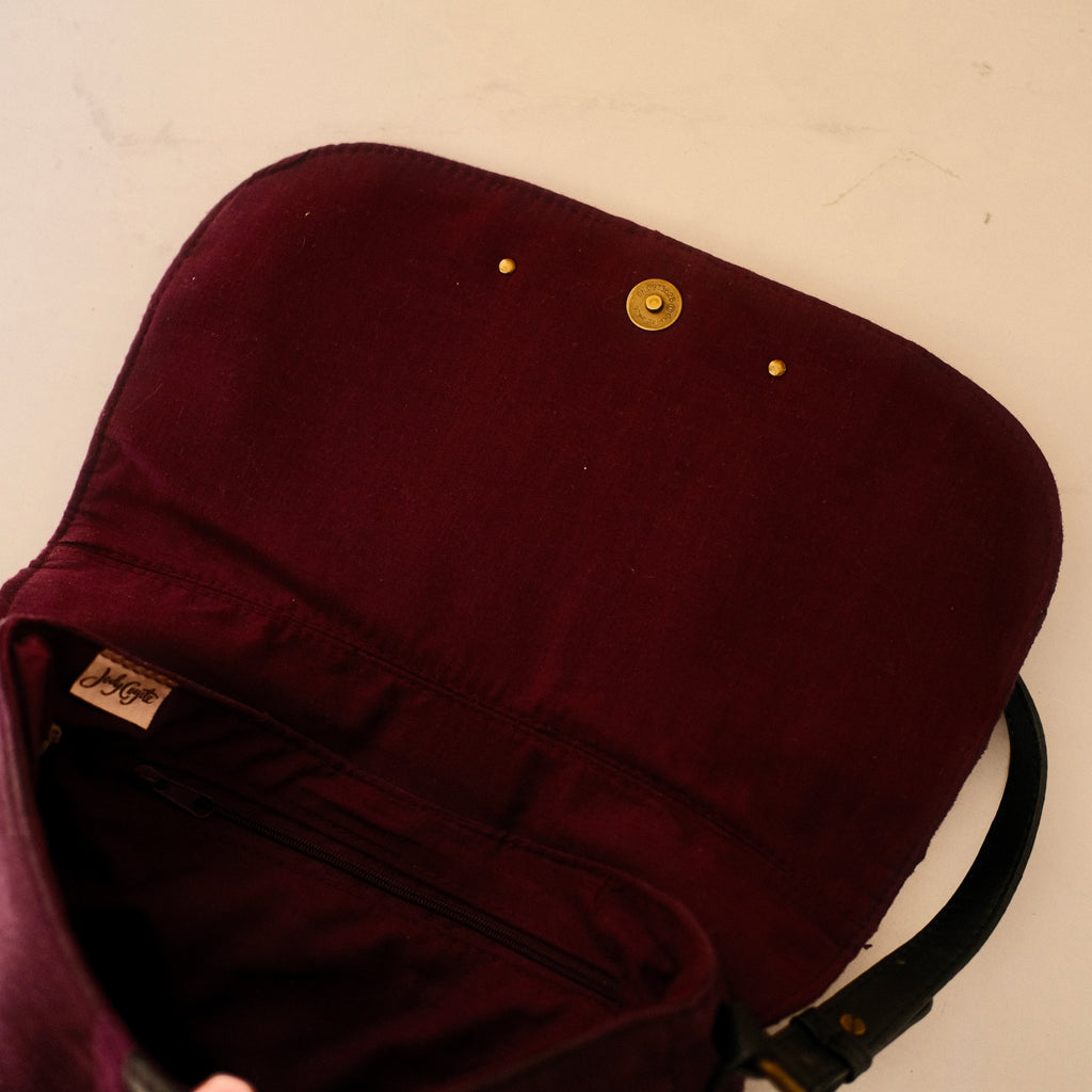 Vintage Purple Suede Shoulder Bag