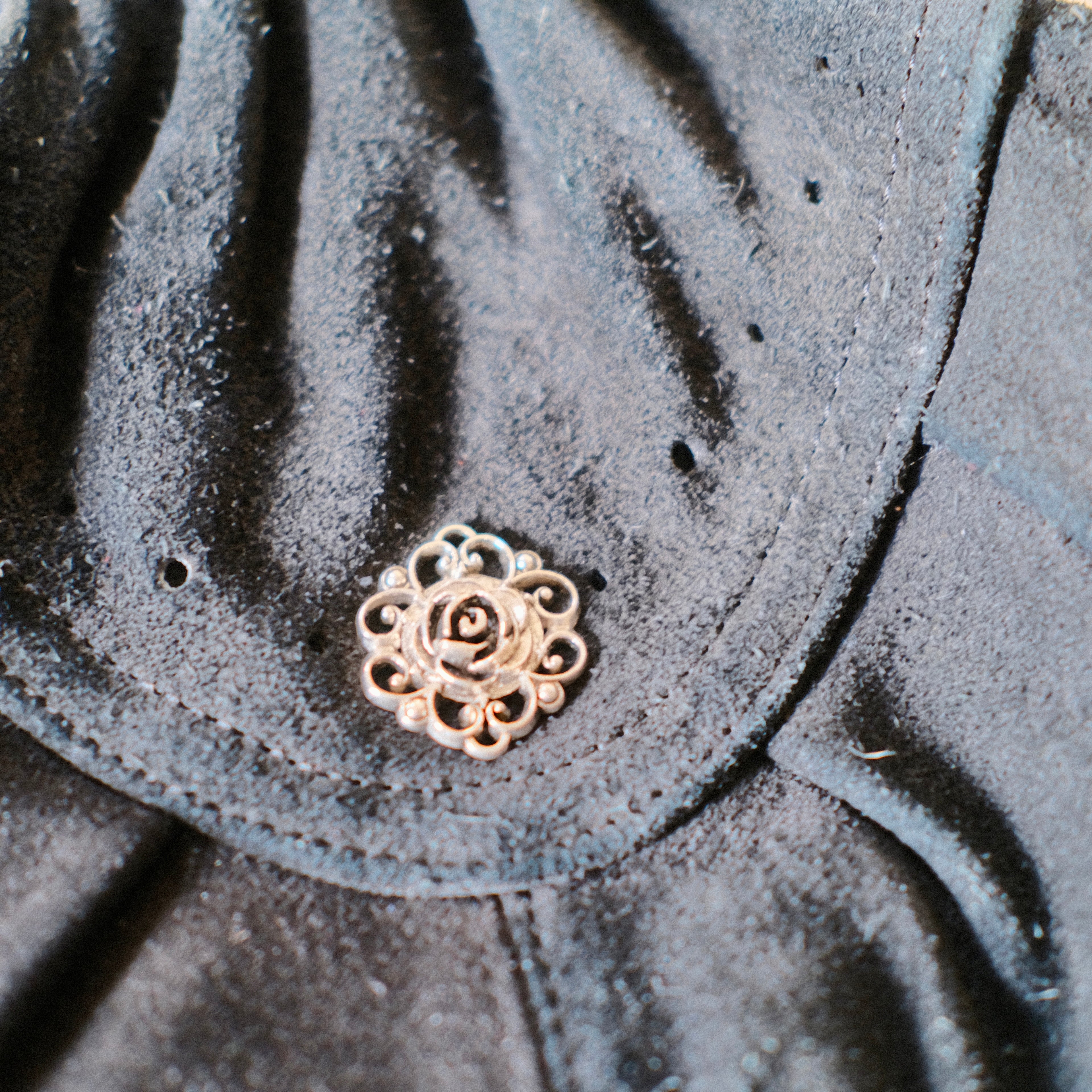 Vintage Black Suede Kiss Lock Evening Bag