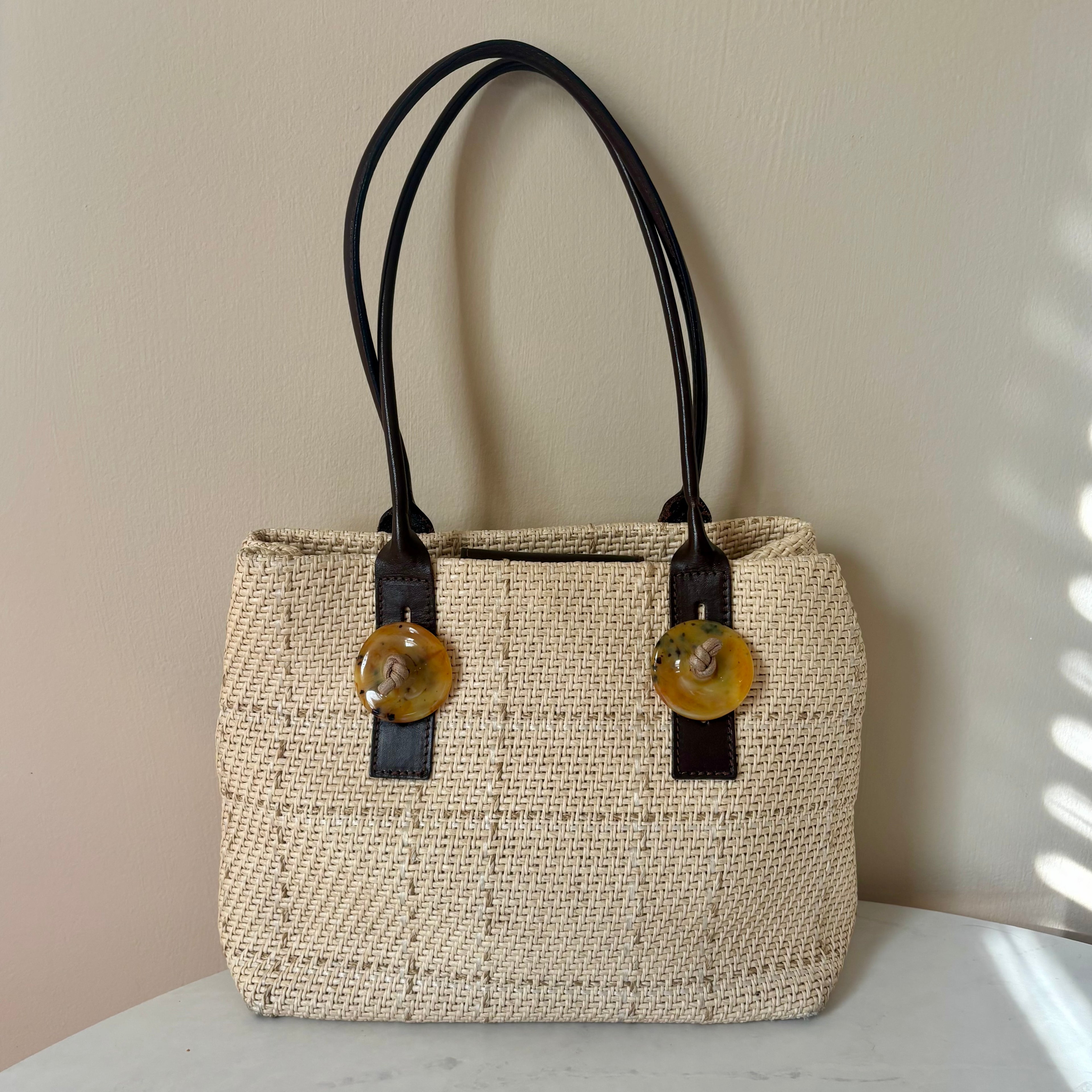 Vintage Roberto Pancani Straw Tote Bag