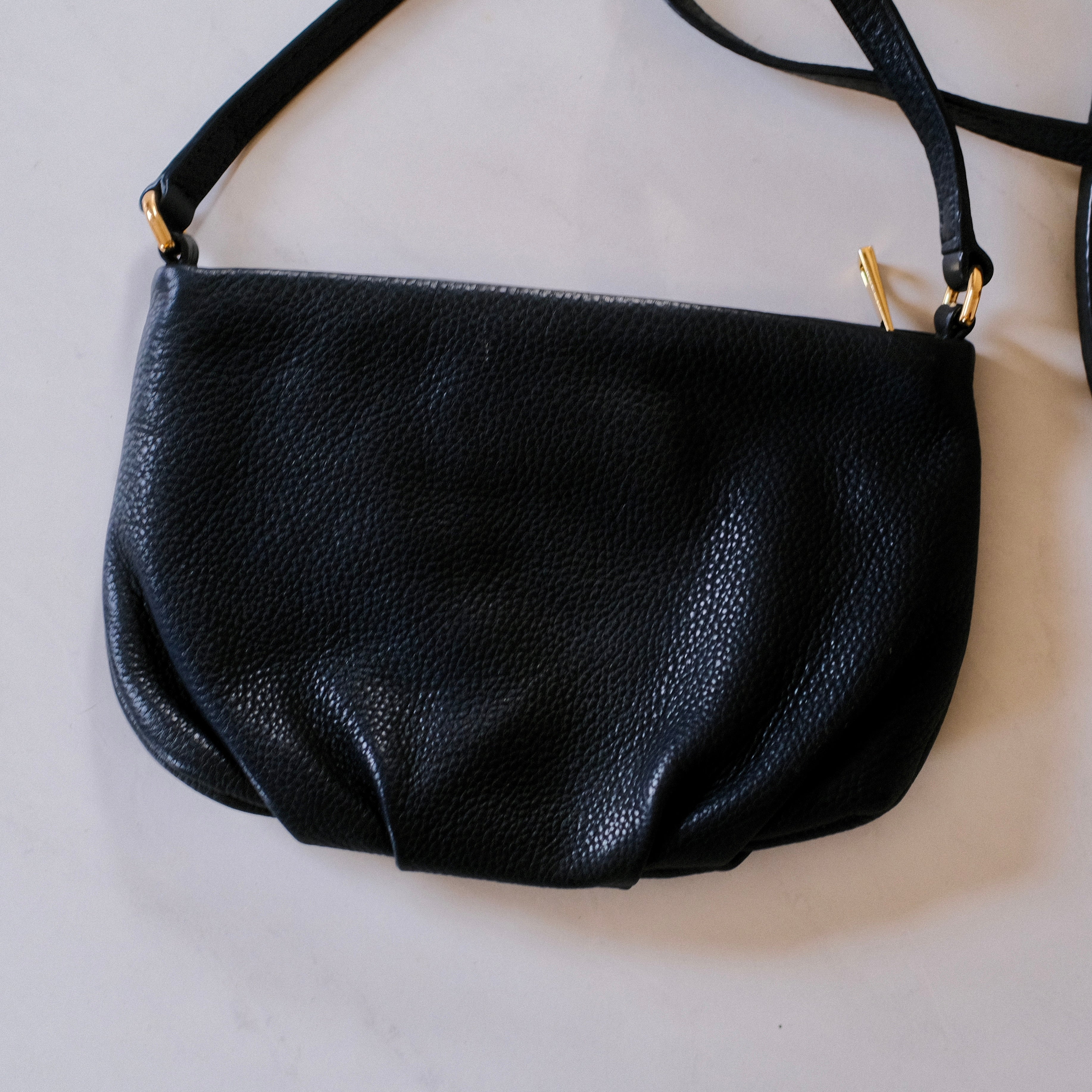 Marc Jacobs Black Leather Crossbody with Brass Hardware