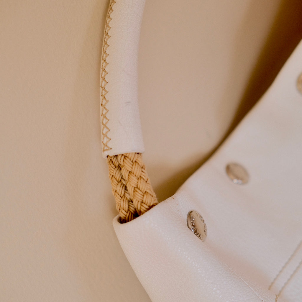 Prada Cream Leather Antiqued Bianco Tote