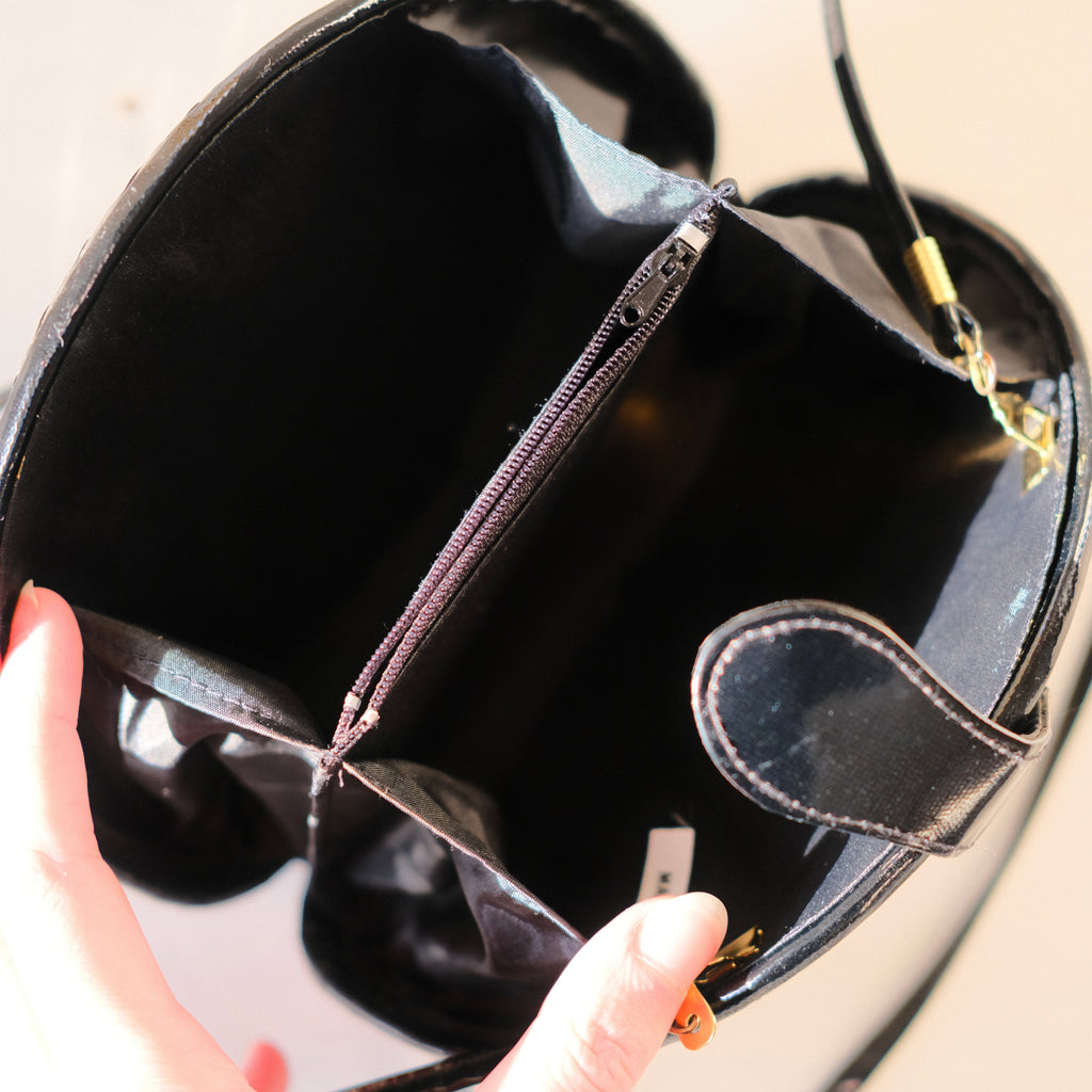 Black Checkered Clutch with Strap