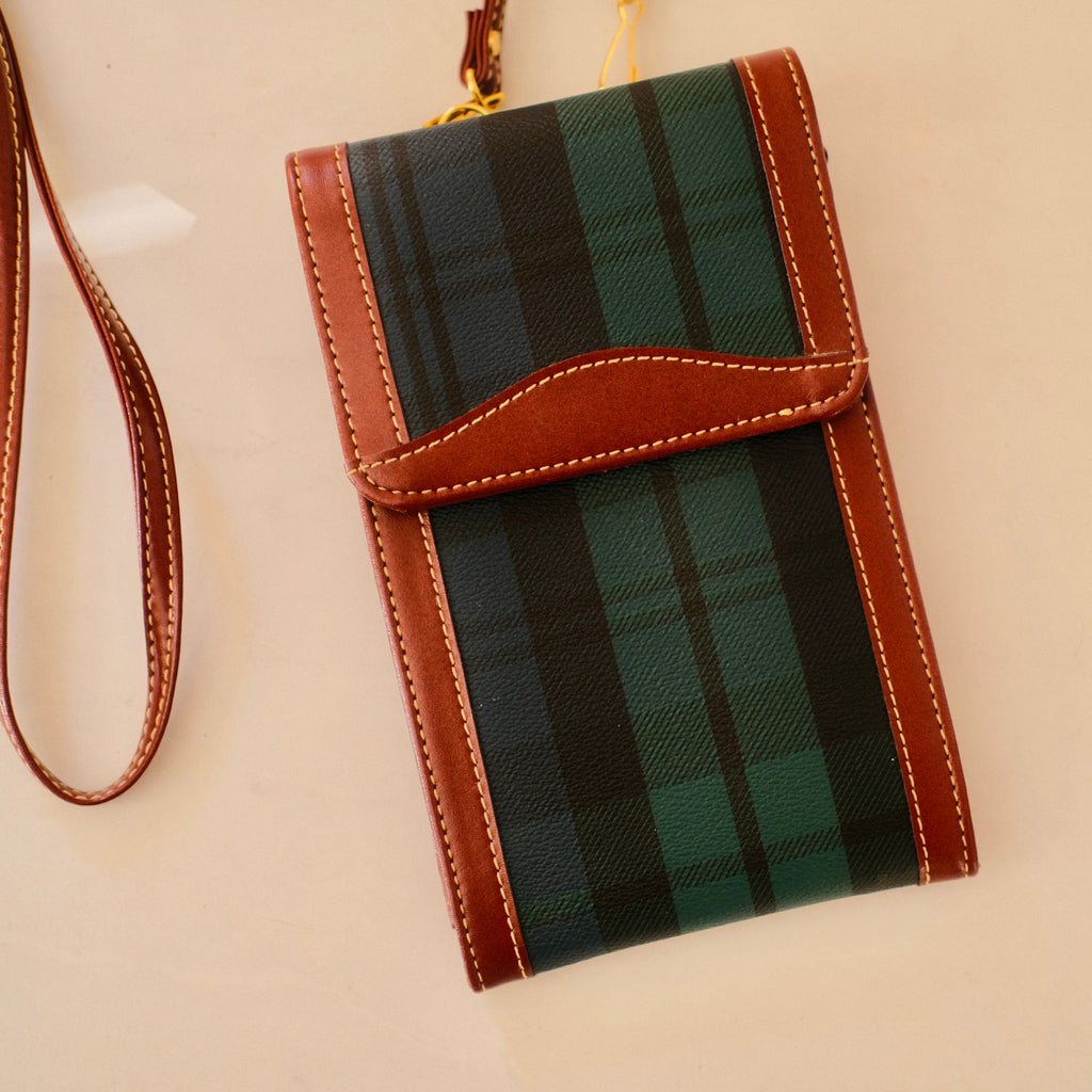 Vintage Polo Ralph Lauren Inspired Plaid Crossbody Trifold Wallet